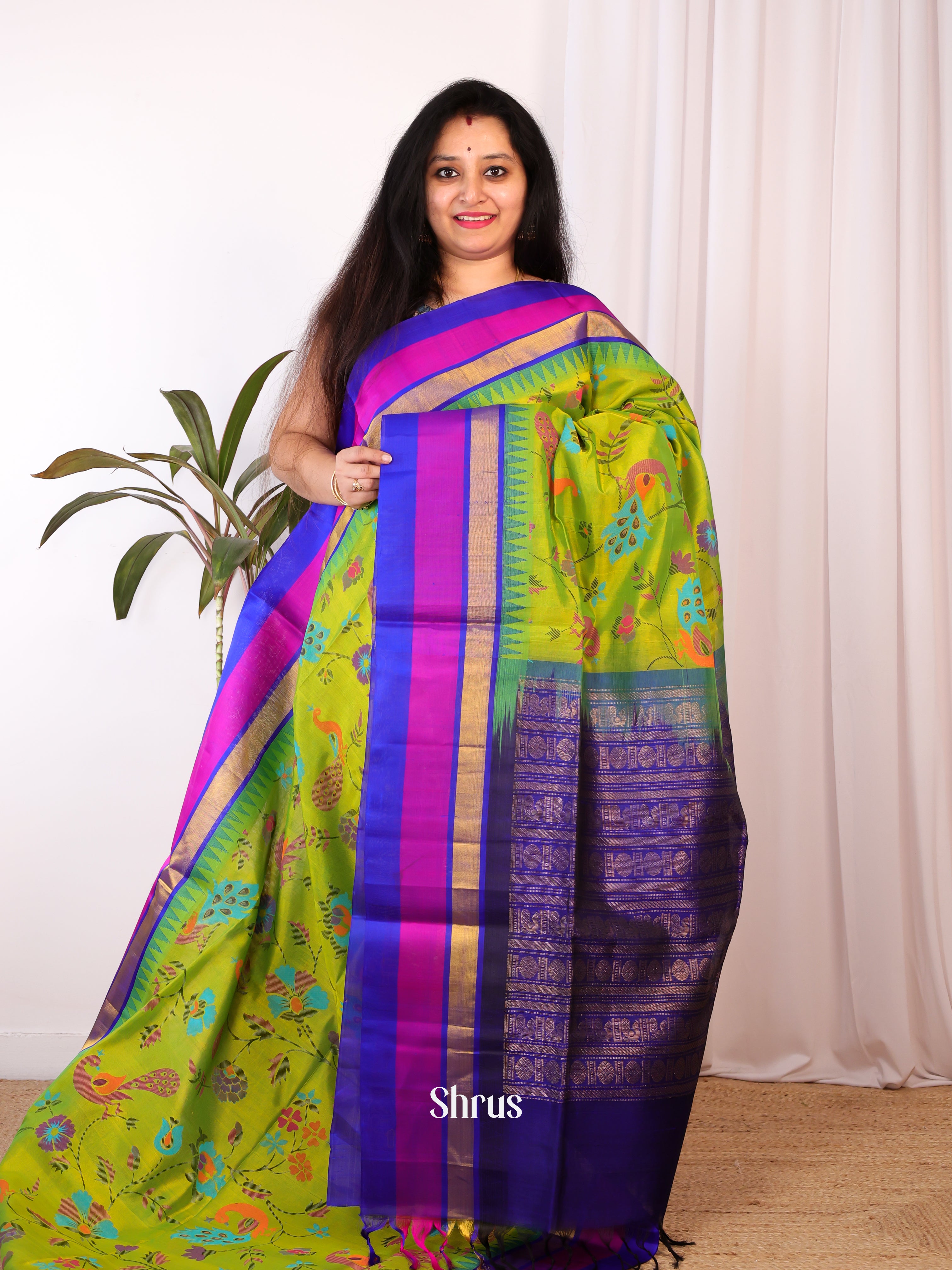 Green & Blue - Hindolam Saree - Shop on Shrus.com