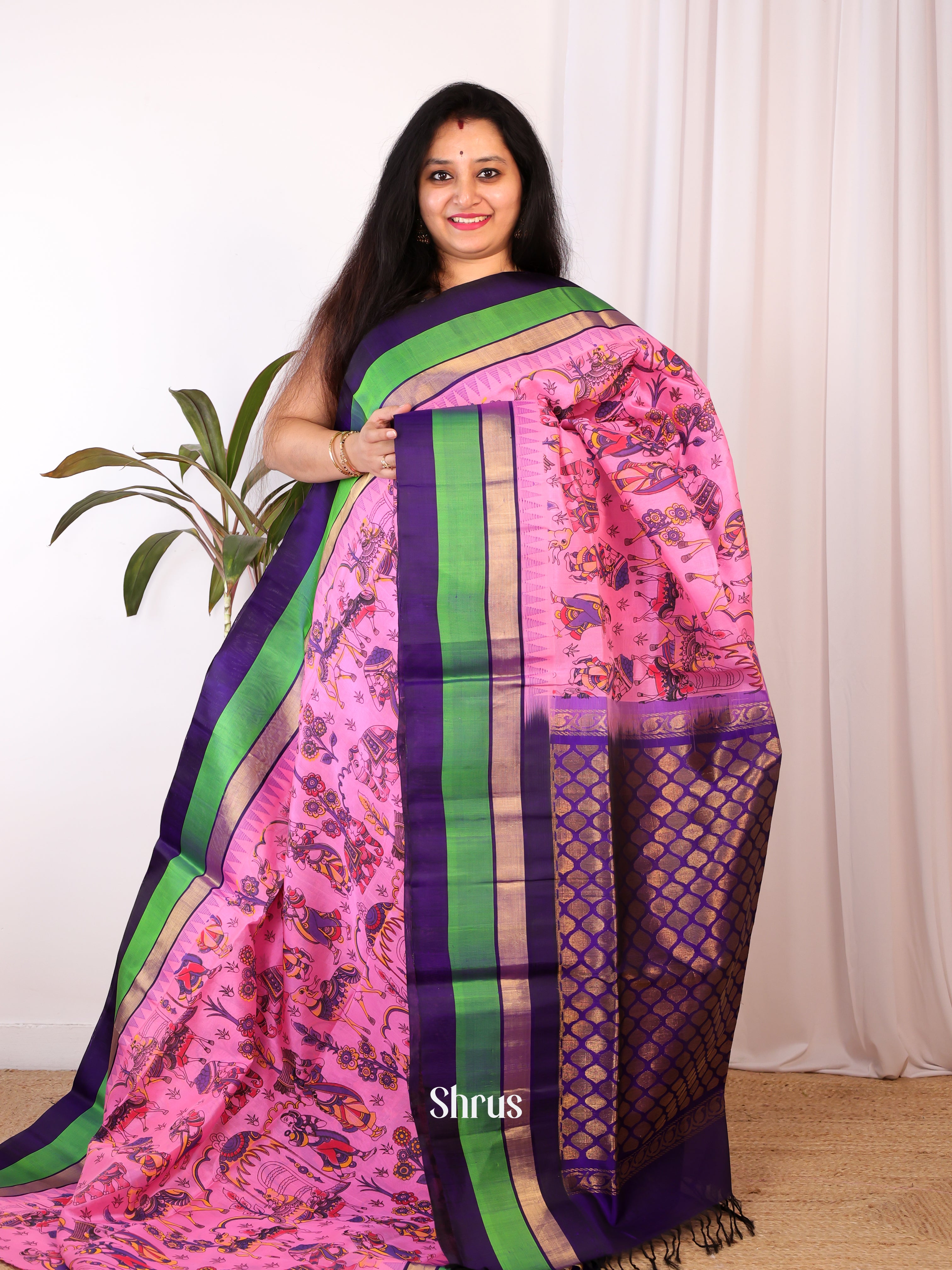 Pink & Violet - Hindolam Saree - Shop on Shrus.com