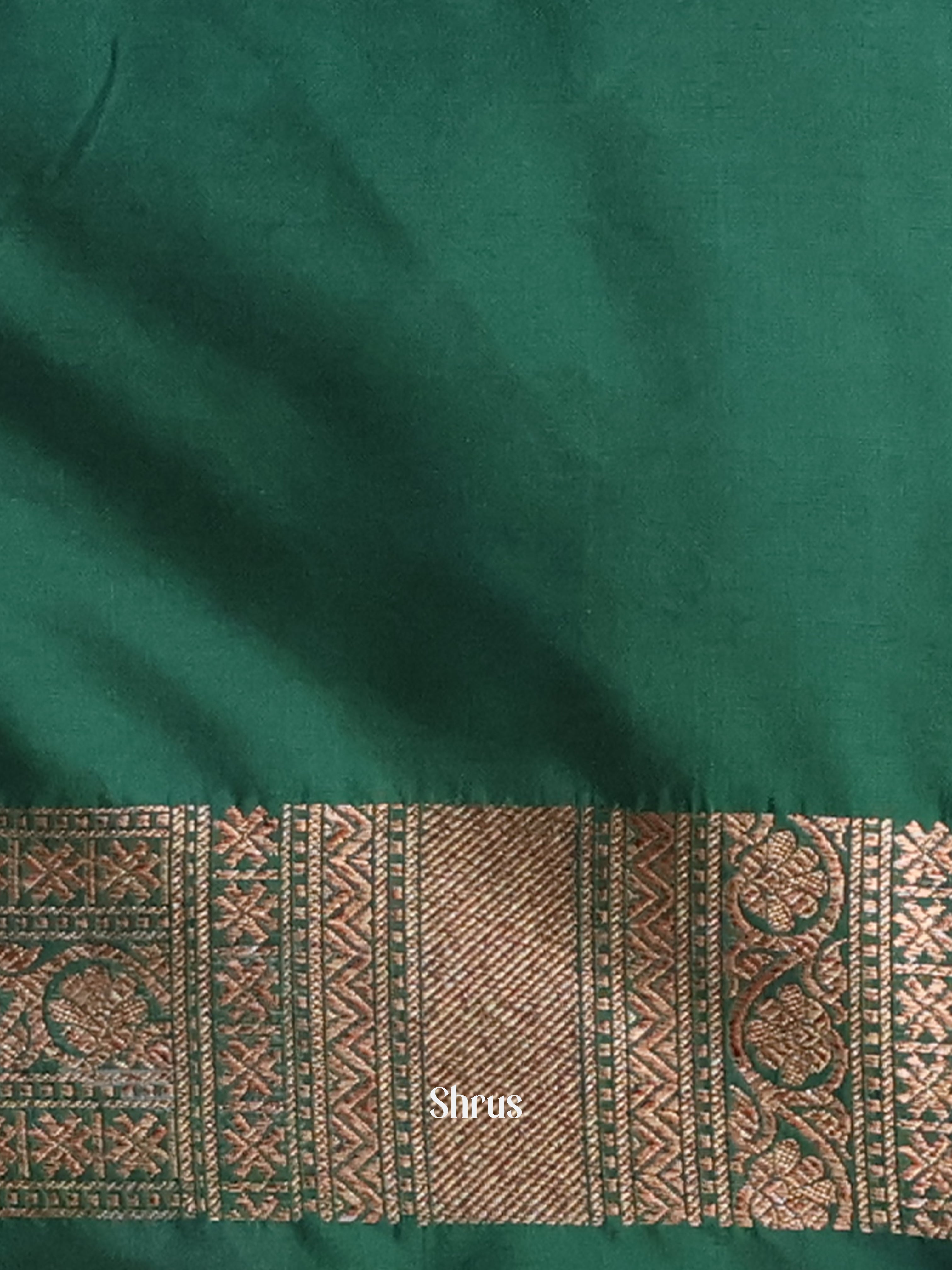 Green - Semi Banarasi Saree - Shop on Shrus.com