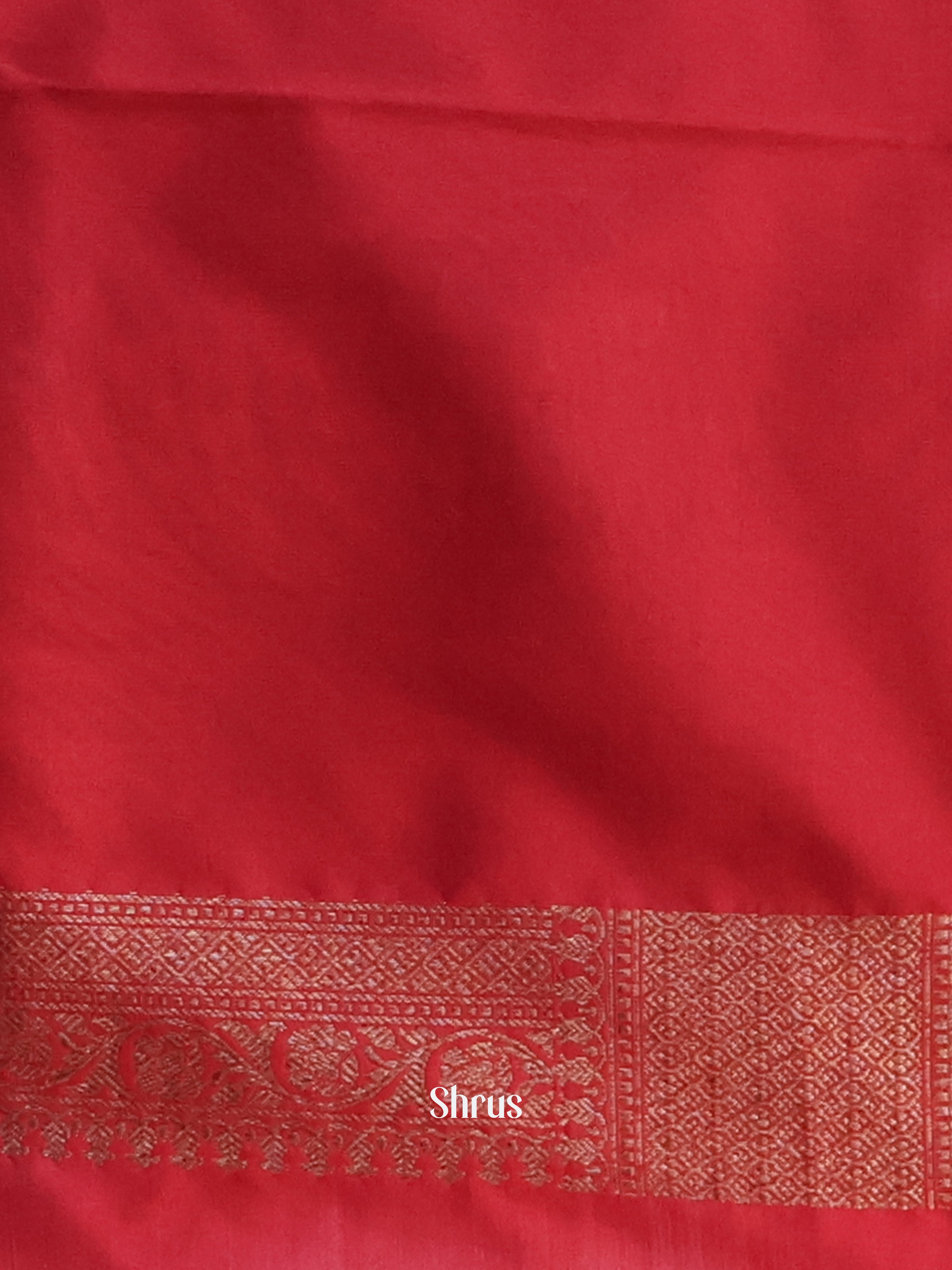 Red- Semi Banarasi Saree - Shop on Shrus.com