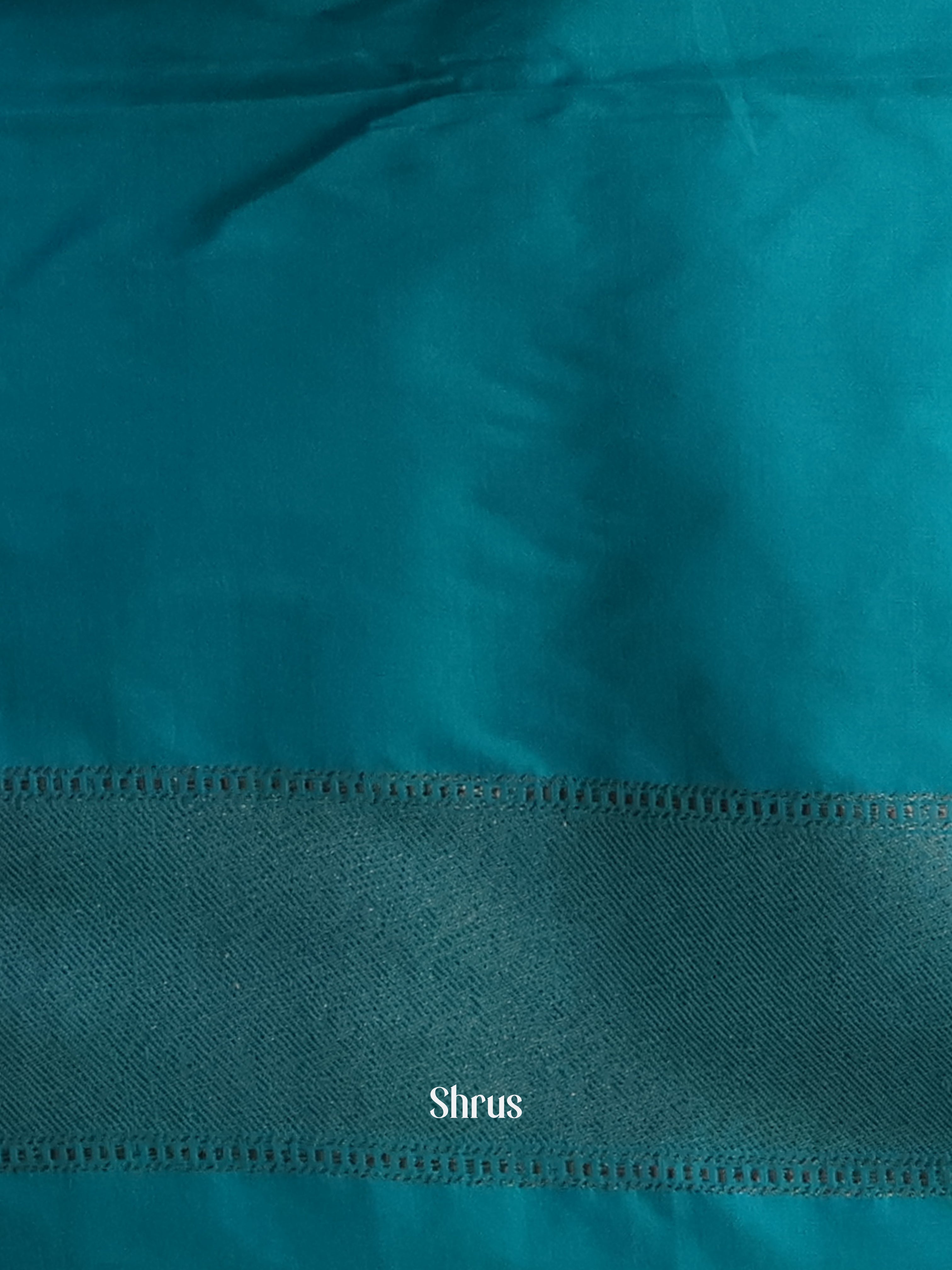 Teal - Semi Banarasi Saree - Shop on Shrus.com