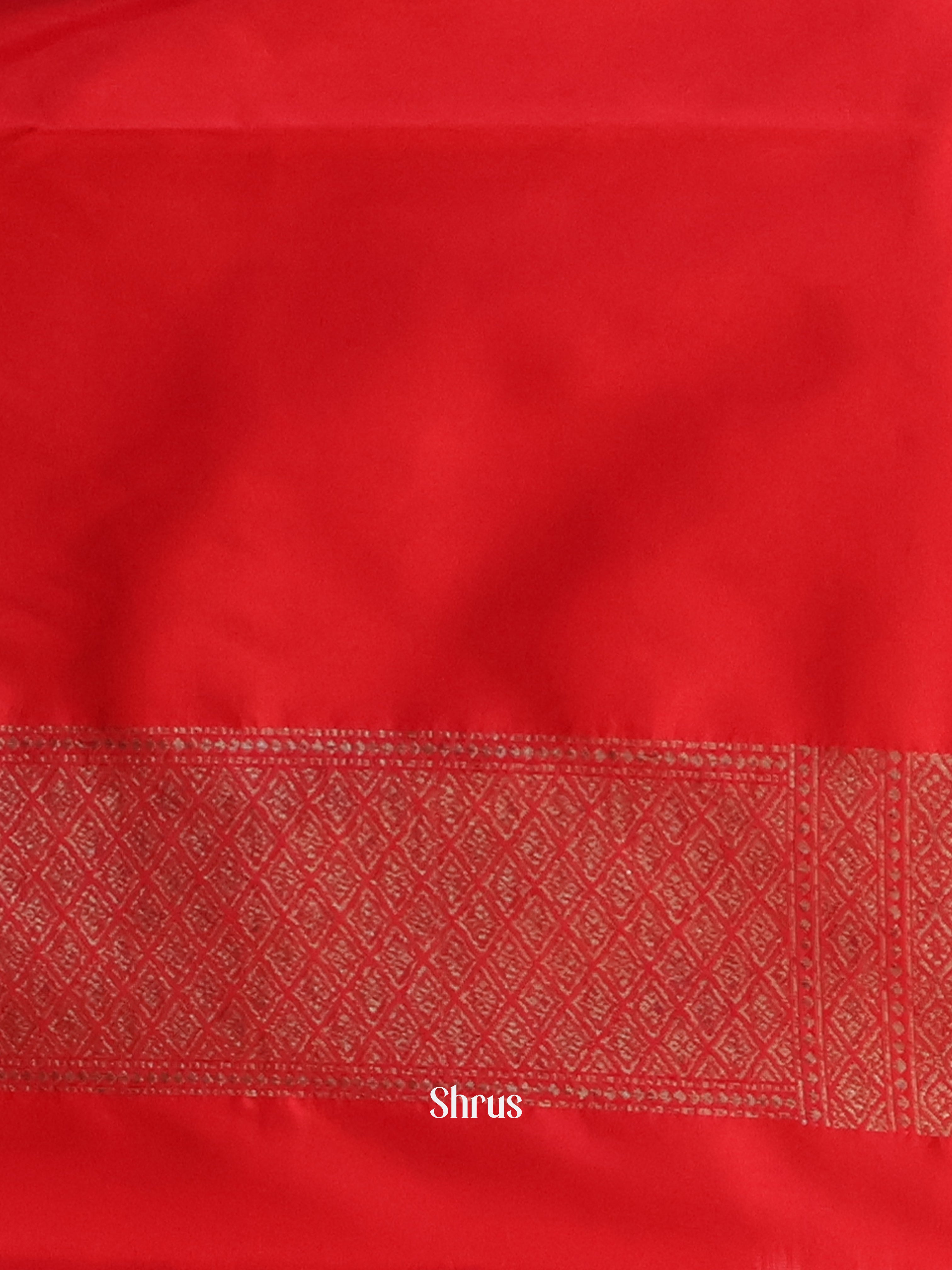Red - Semi Banarasi Saree - Shop on Shrus.com