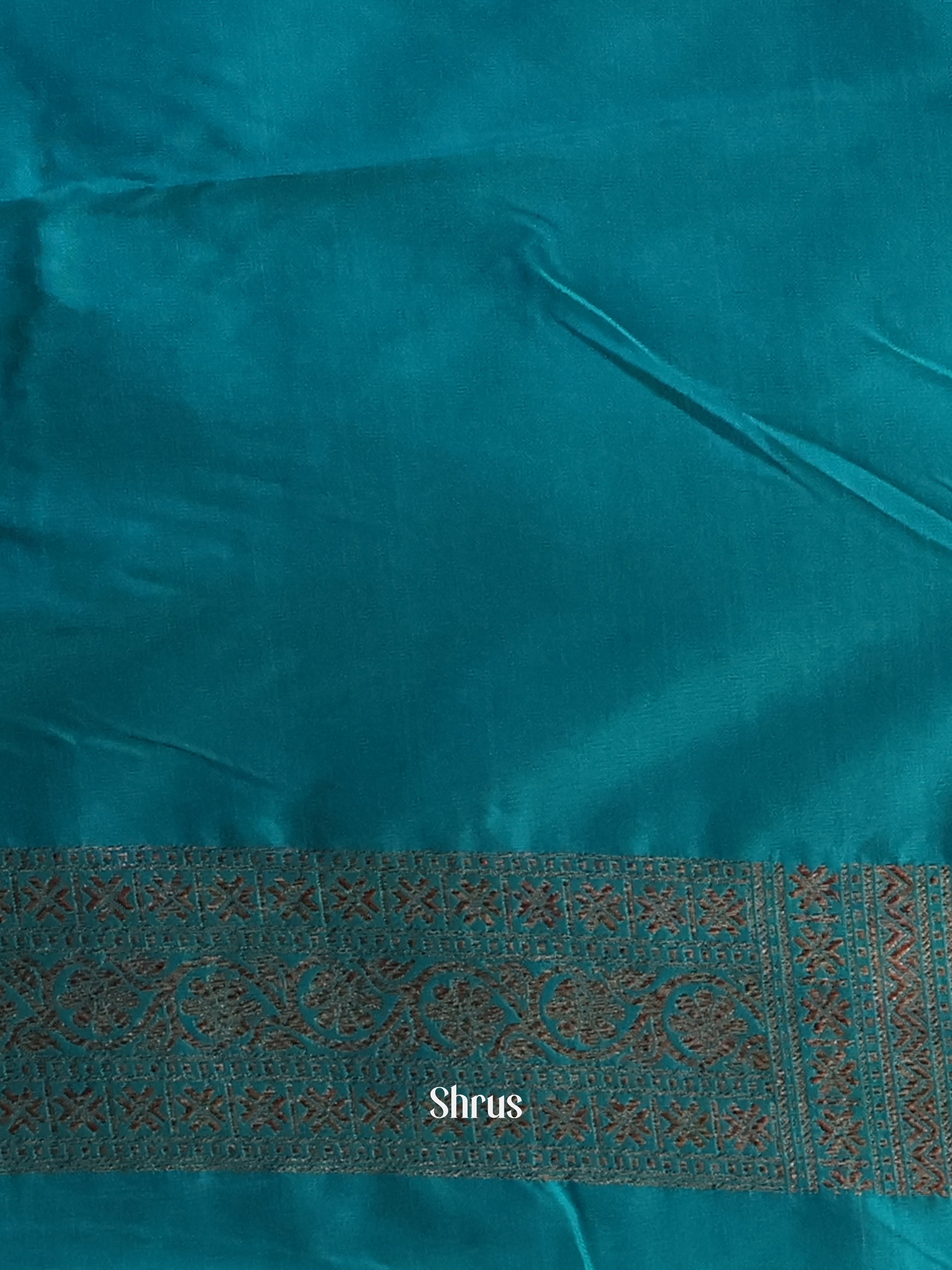 Teal - Semi Banarasi Saree - Shop on Shrus.com