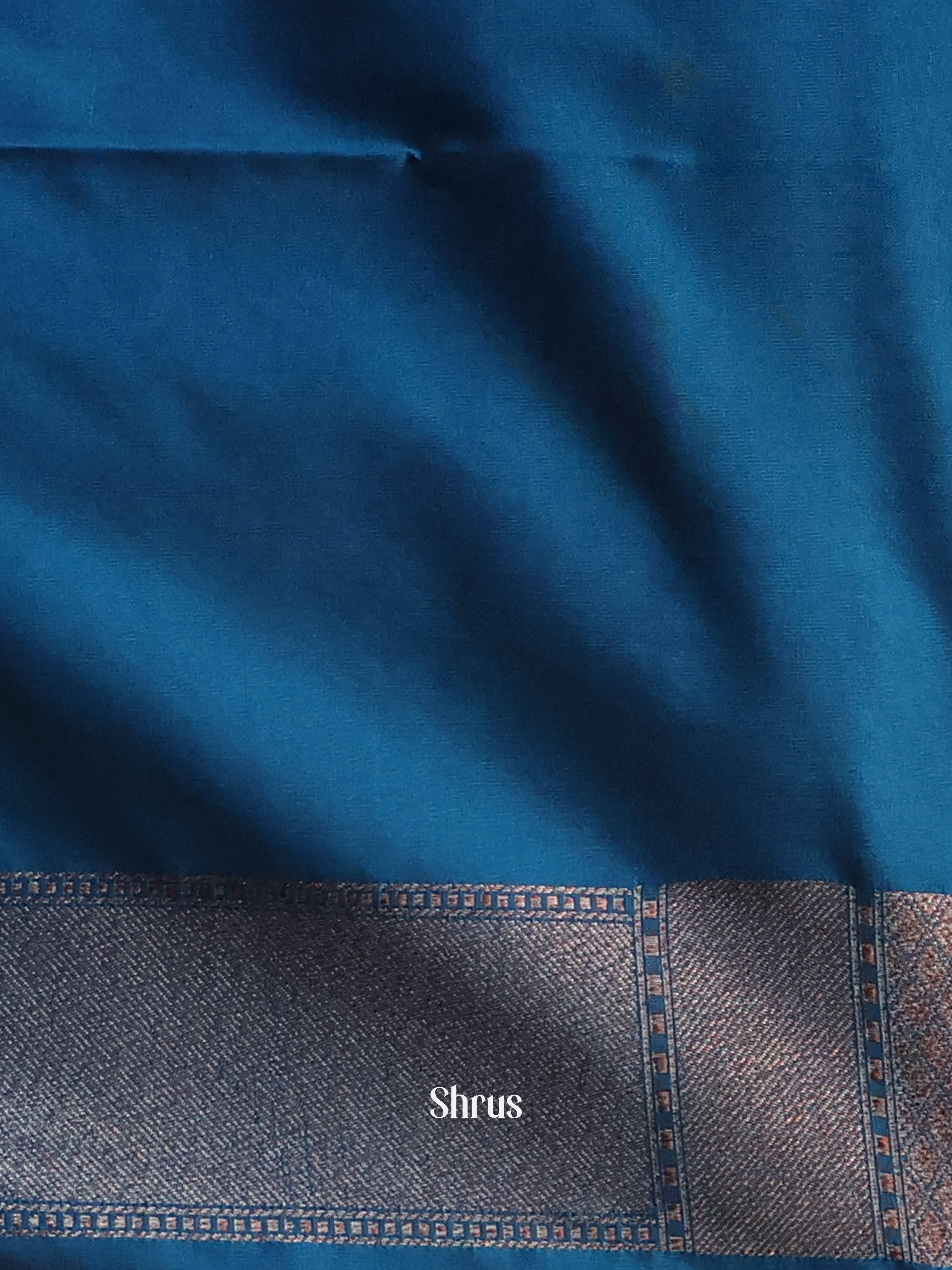 Blue - Semi Banarasi Saree - Shop on Shrus.com