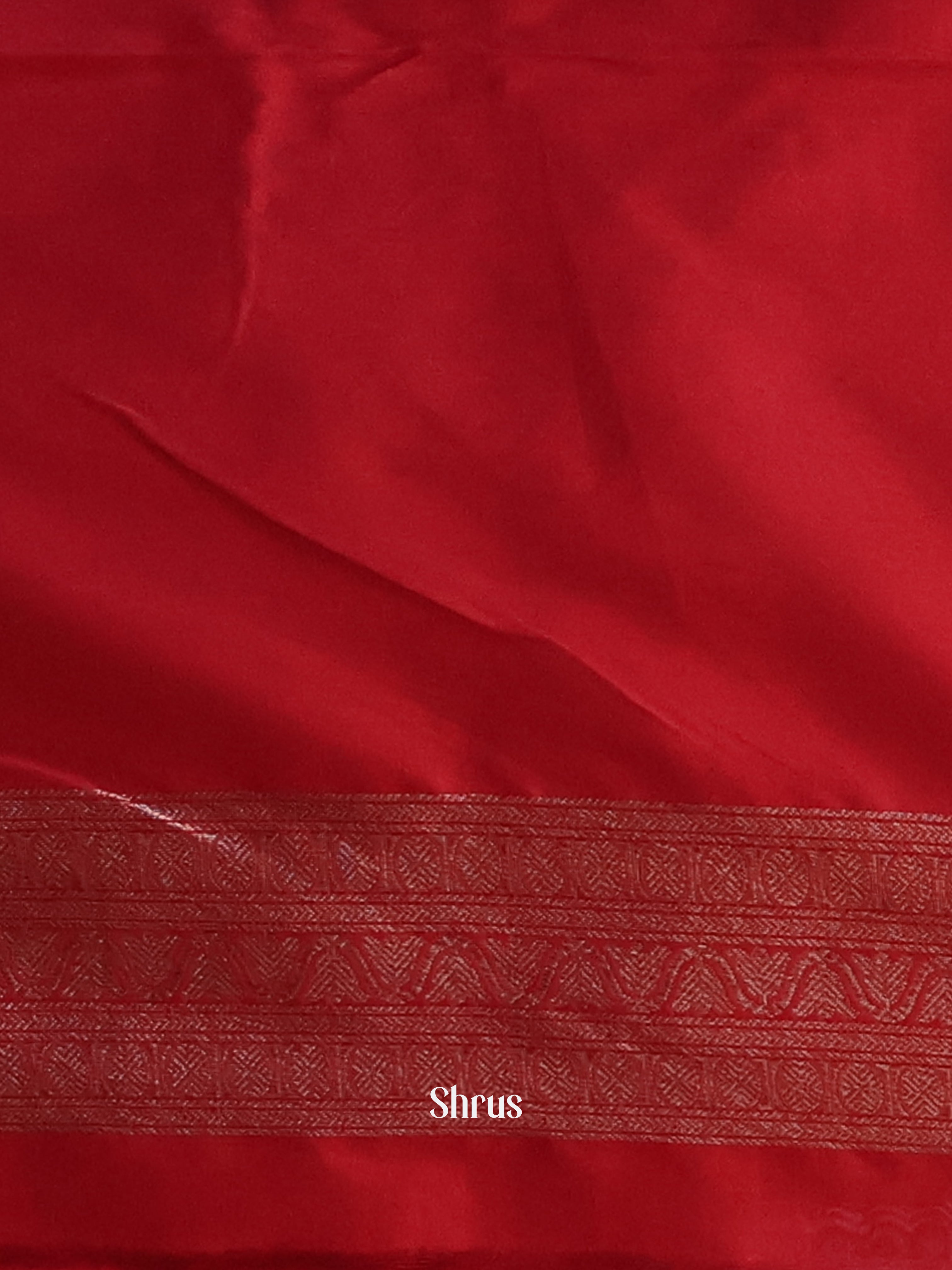 Red - Semi Banarasi Saree - Shop on Shrus.com