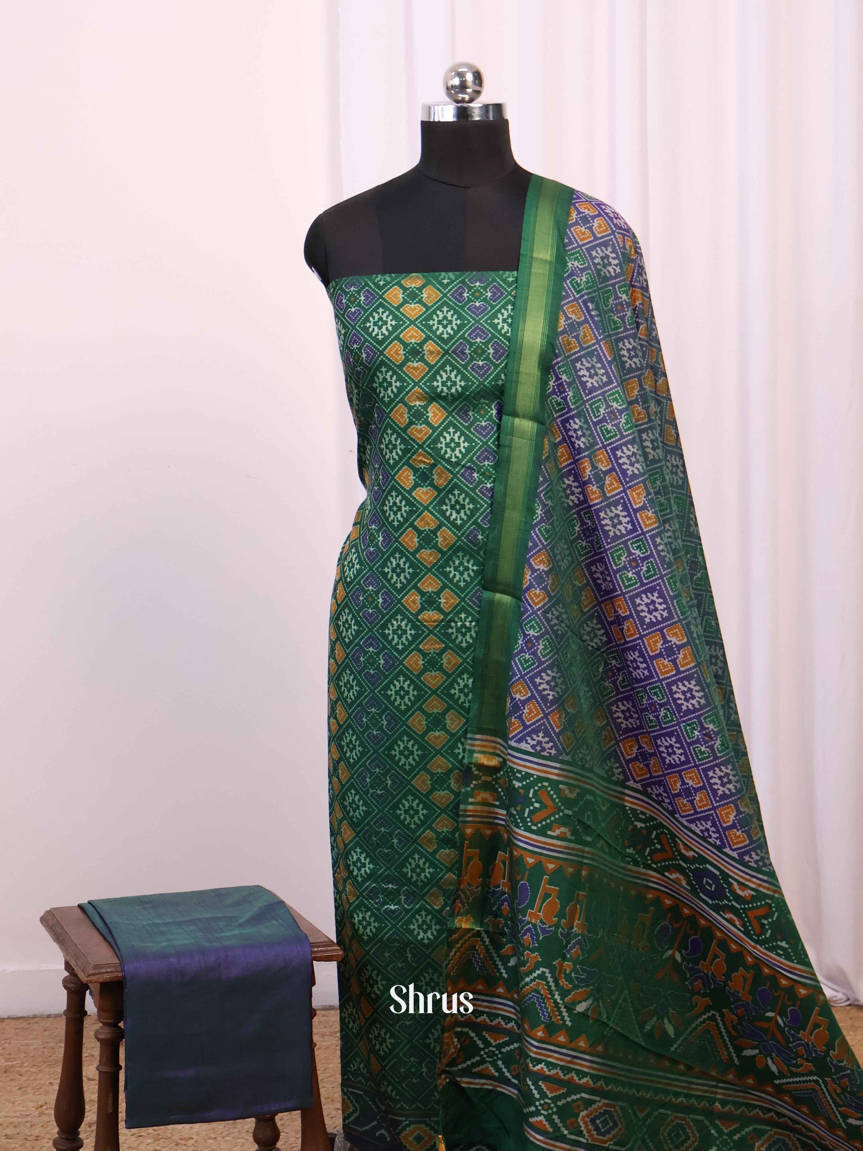 Green & Purple- semi patola salwar - Shop on Shrus.com