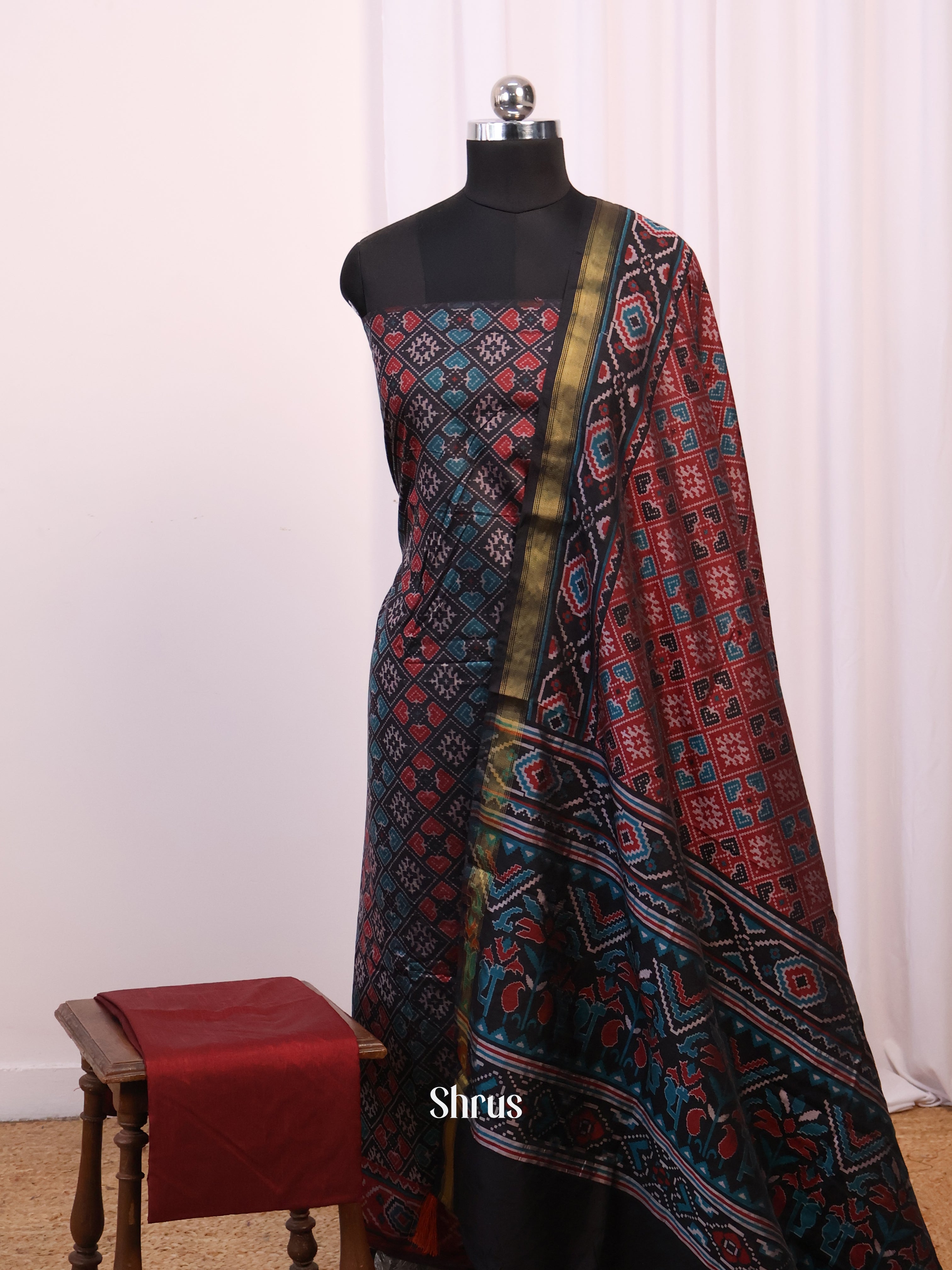 Black & Maoroon - semi patola salwar - Shop on Shrus.com