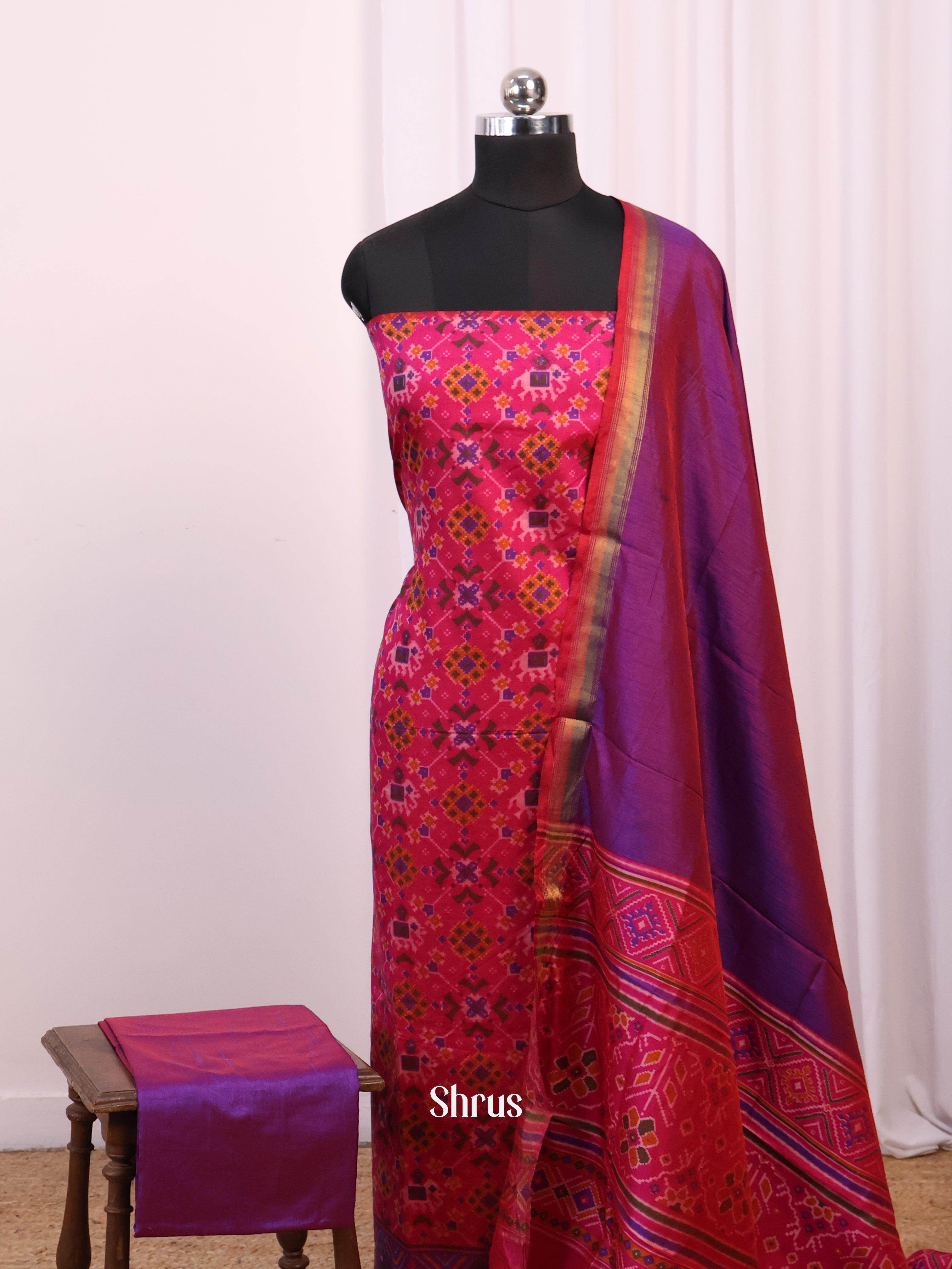 Pink & Purple- semi patola salwar - Shop on Shrus.com