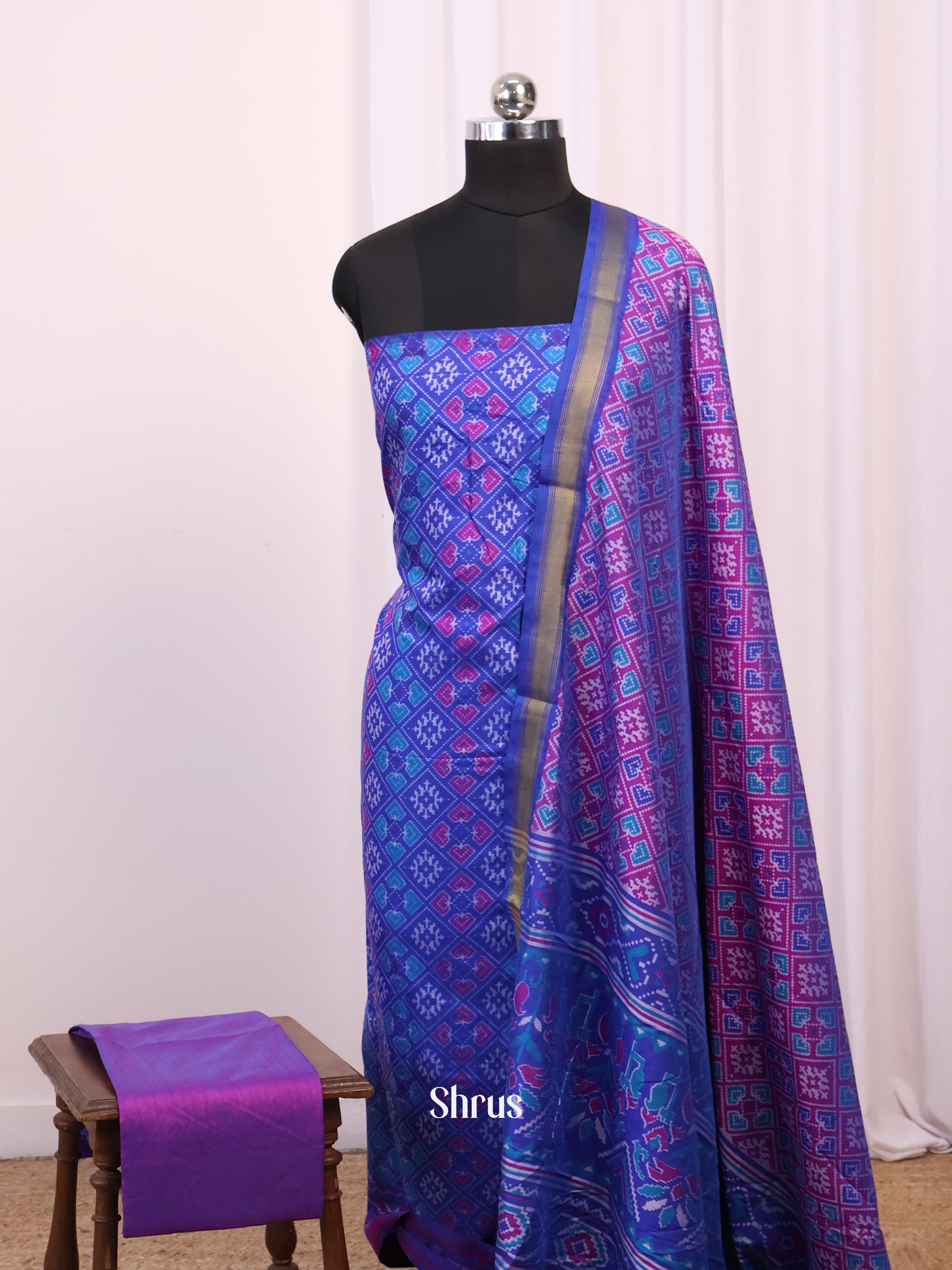 Blue & Purple - semi patola salwar - Shop on Shrus.com