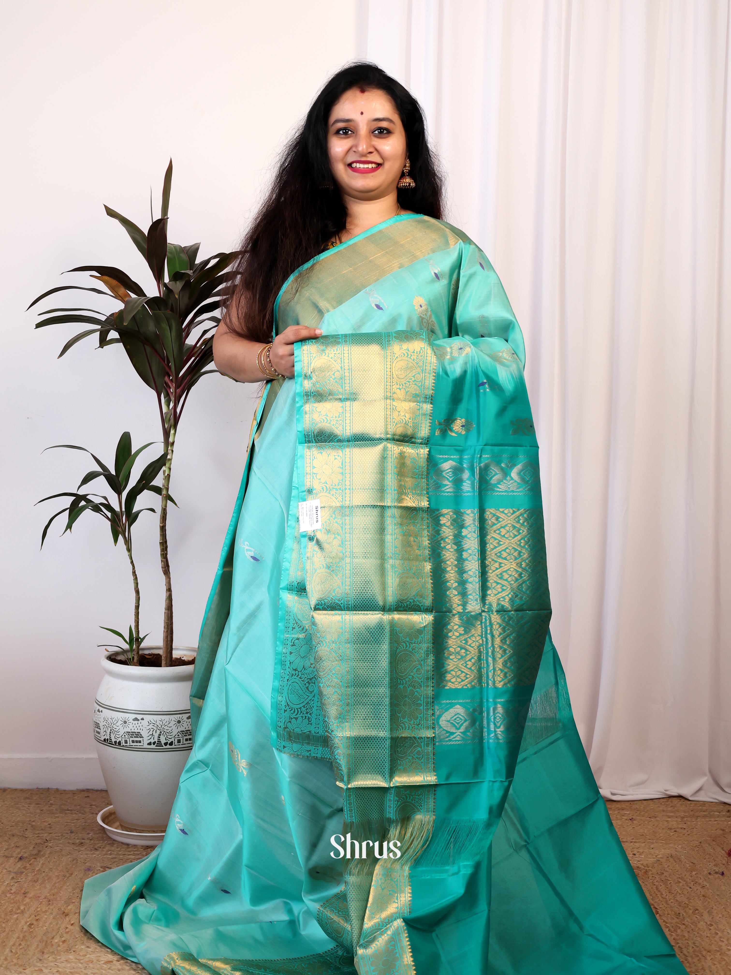 Teal & Green - Uppada silk Saree - Shop on Shrus.com