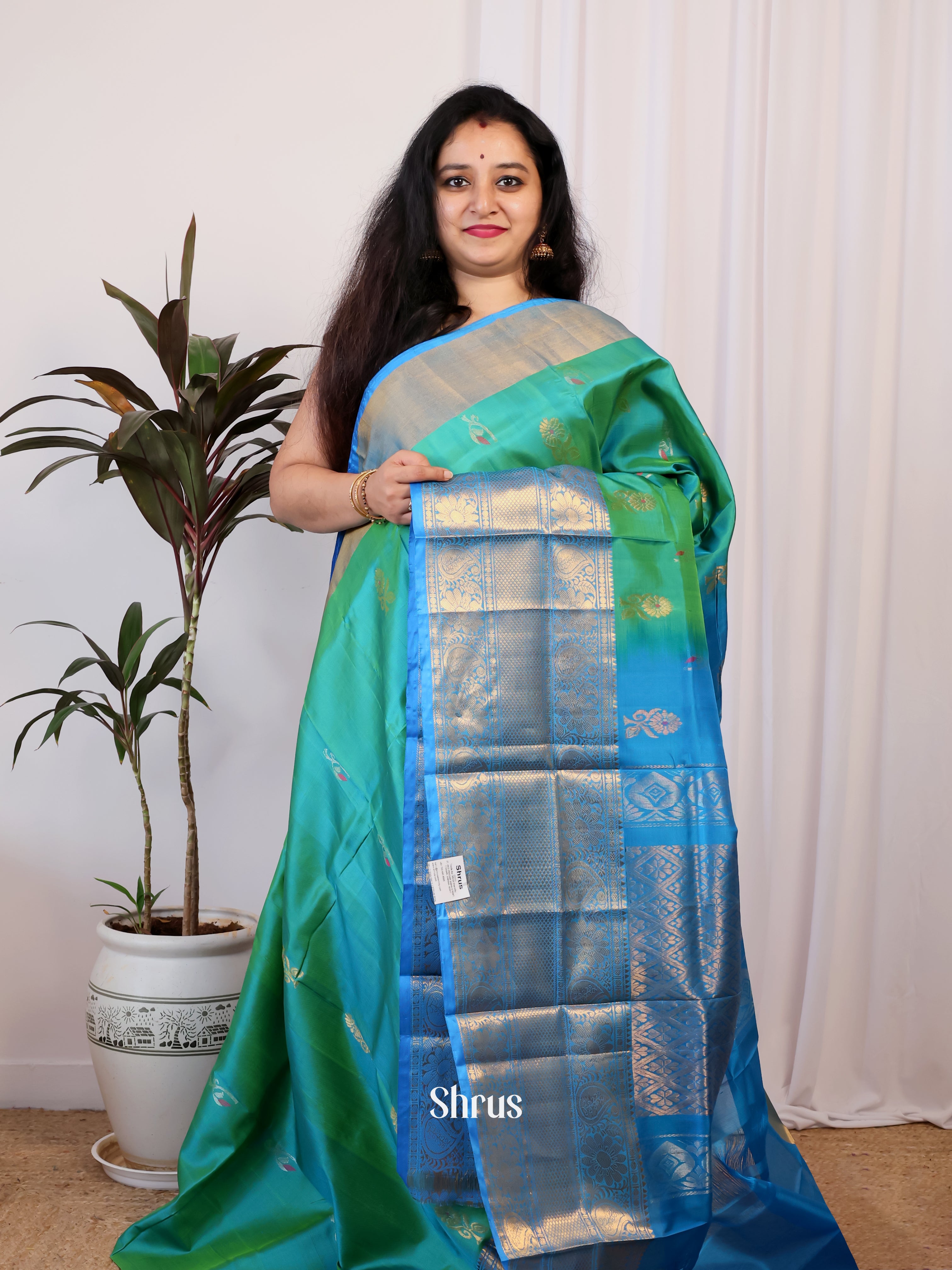 Green & Blue - Uppada silk Saree - Shop on Shrus.com