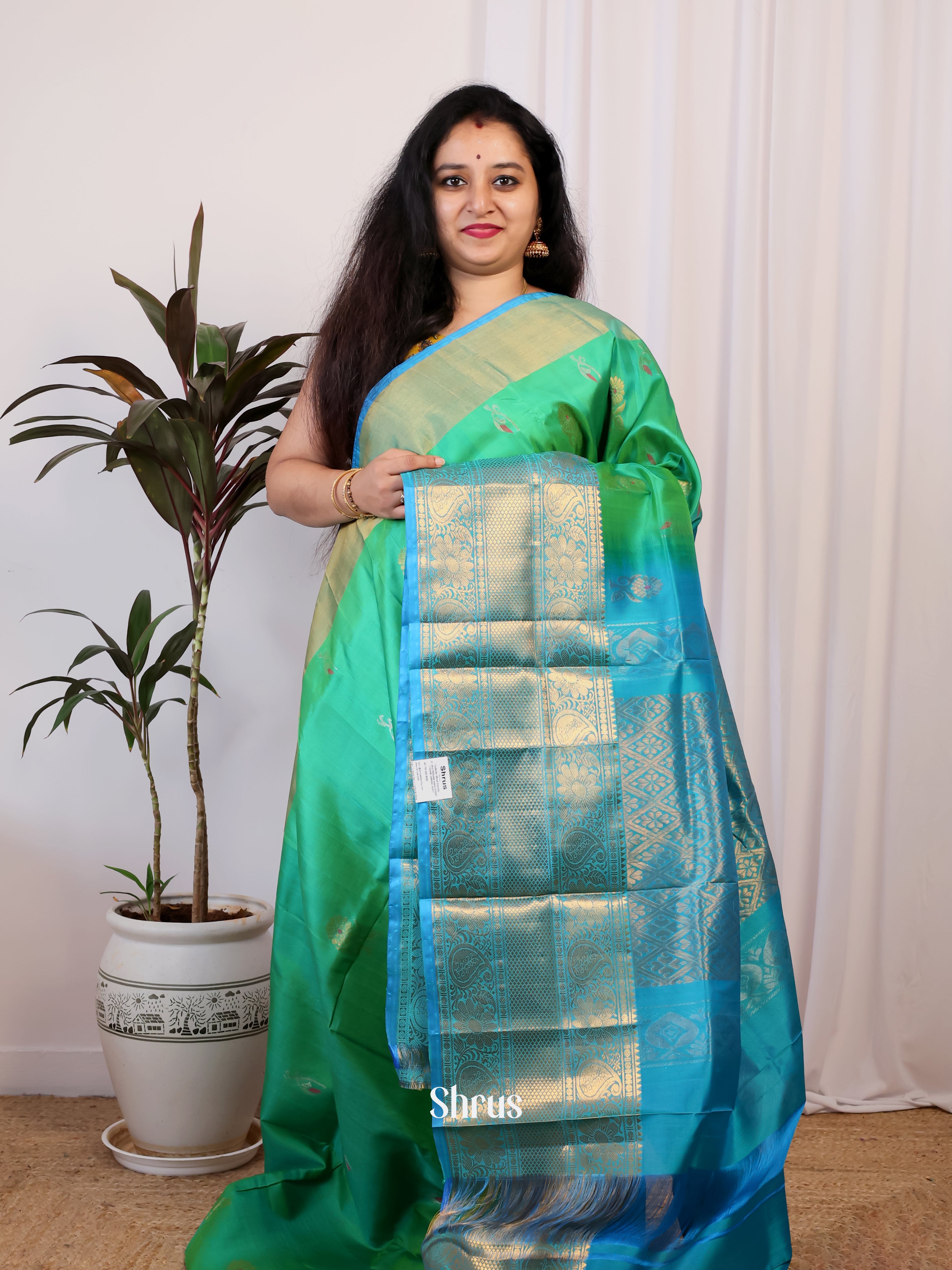 Green & Blue - Uppada silk Saree - Shop on Shrus.com