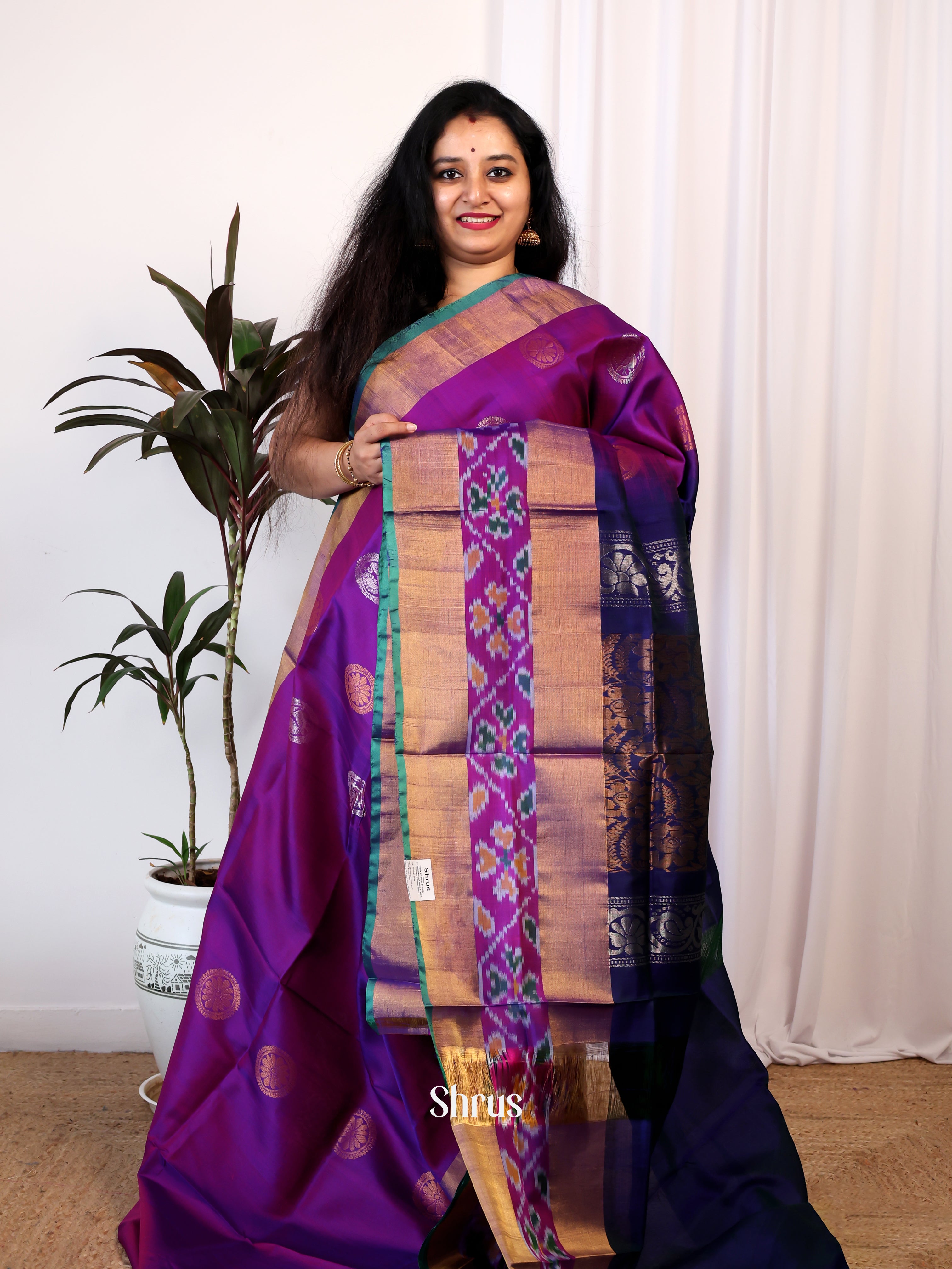 Purple & Blue- Uppada silk Saree - Shop on Shrus.com