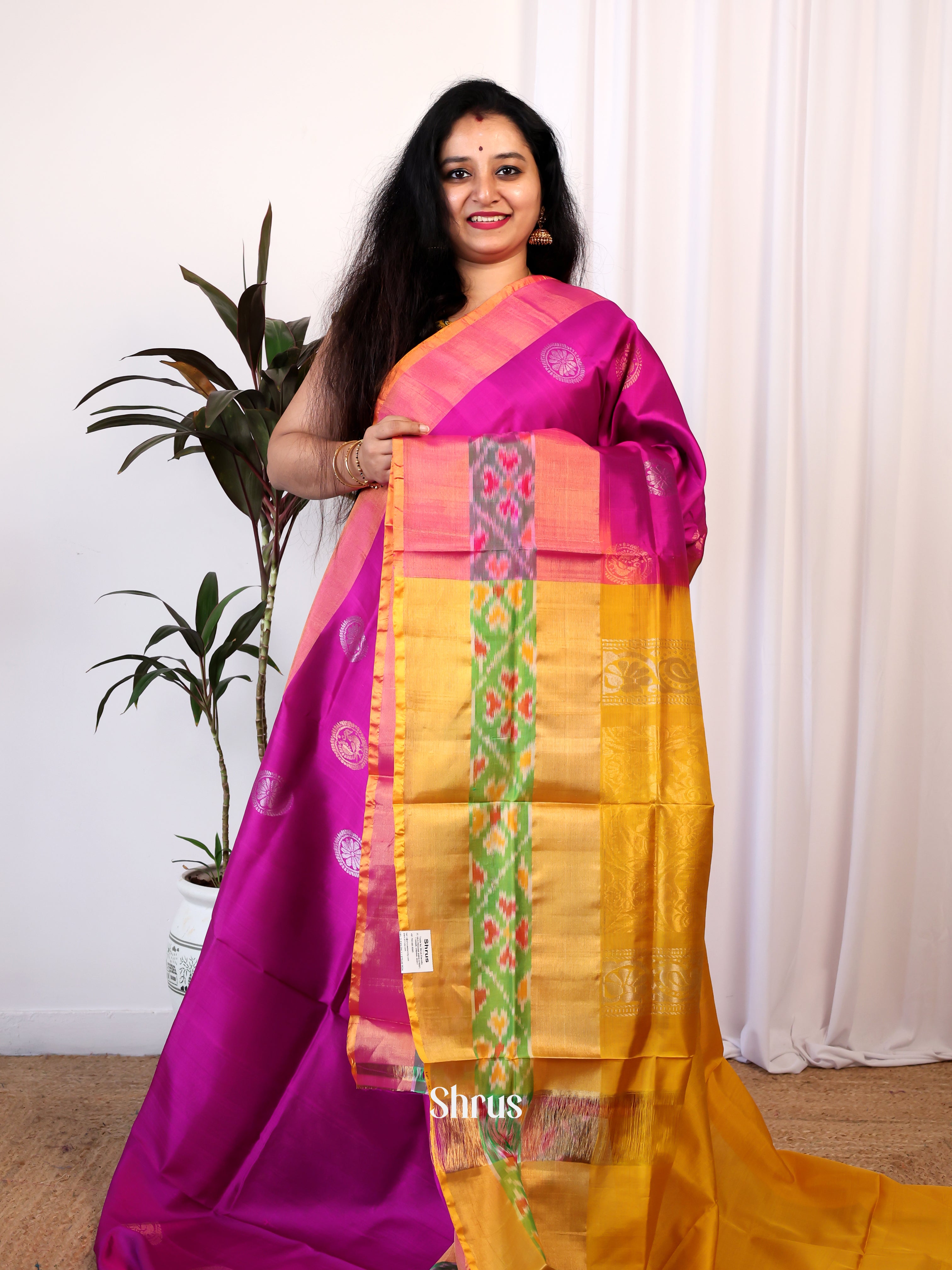 Majenta & Mustard- Uppada silk Saree - Shop on Shrus.com