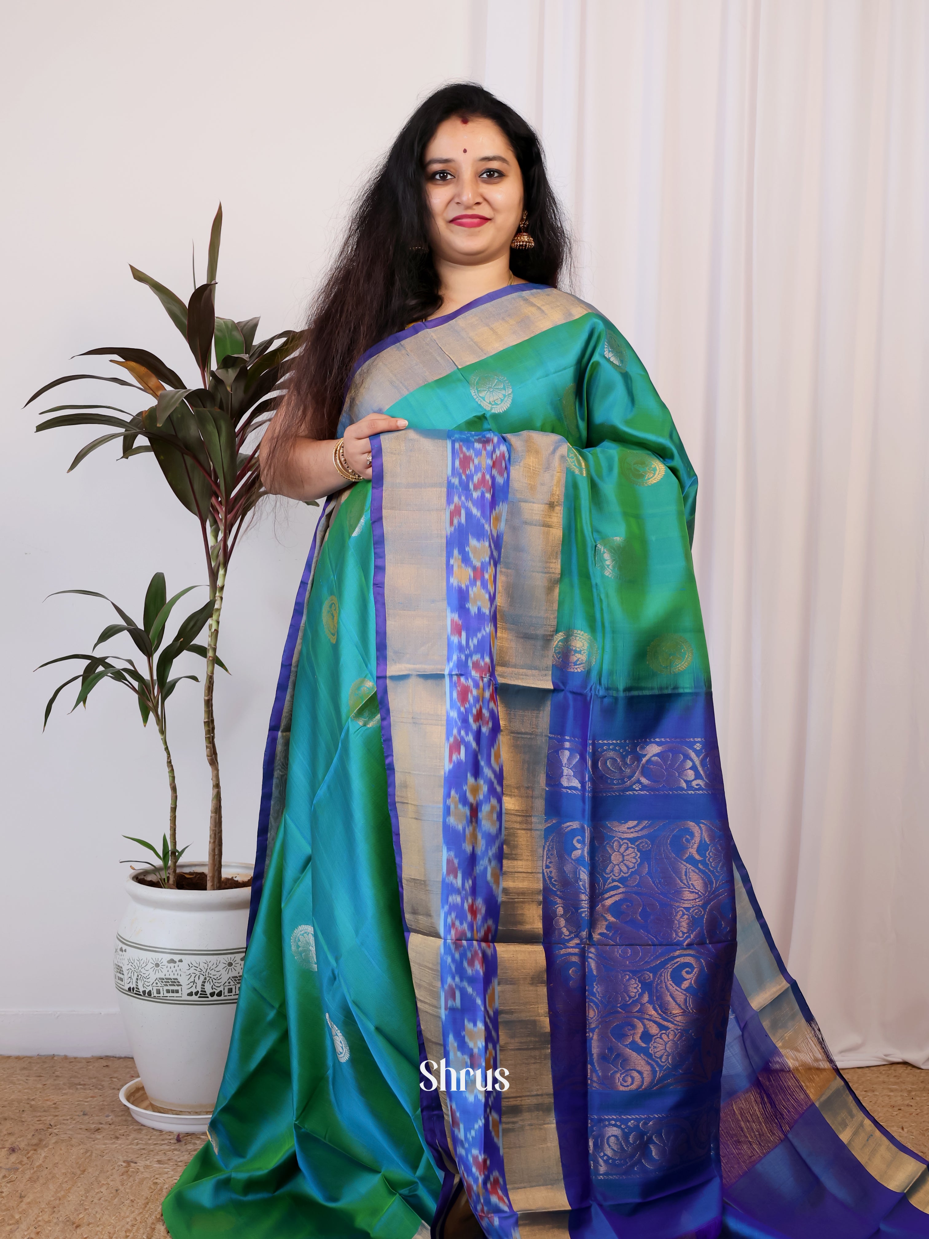 Green & Blue- Uppada silk Saree - Shop on Shrus.com