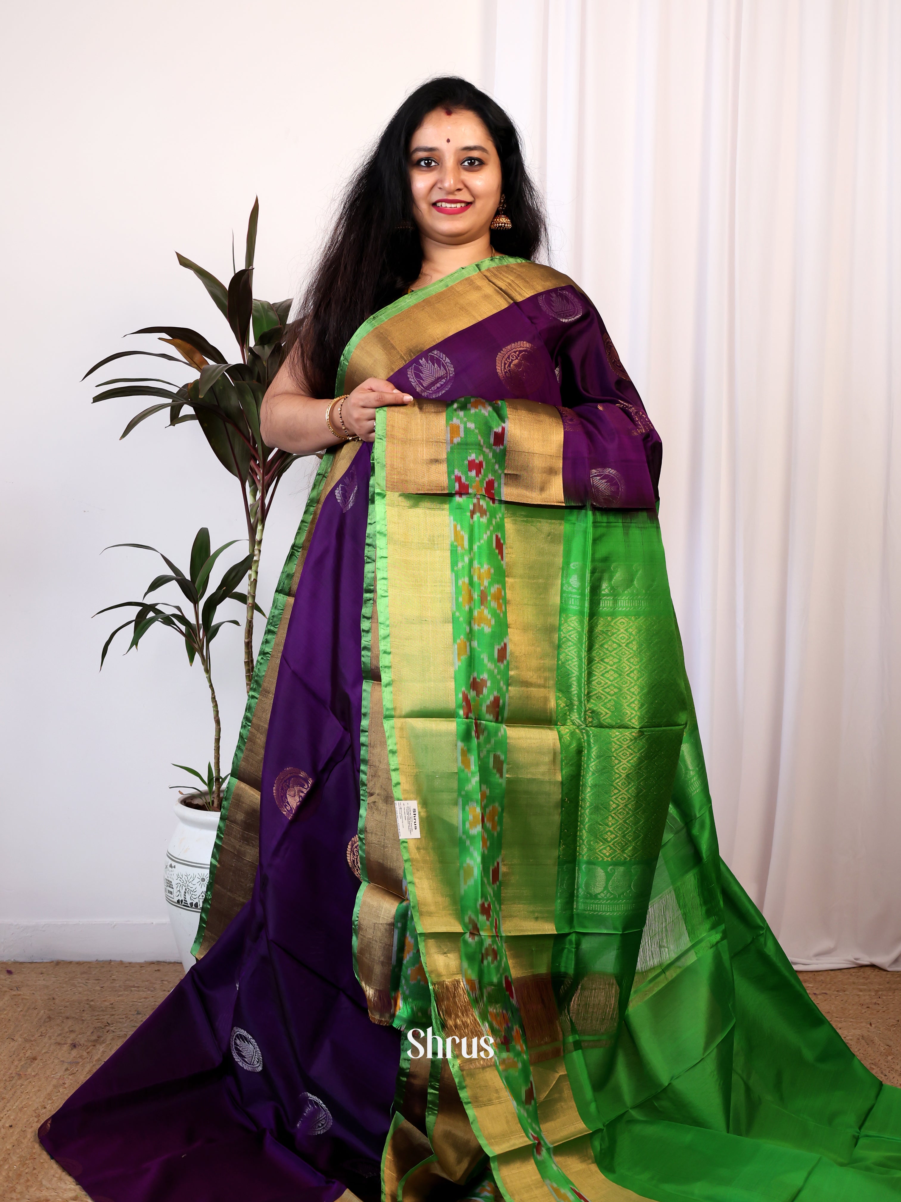 Violet & Green - Uppada silk Saree - Shop on Shrus.com