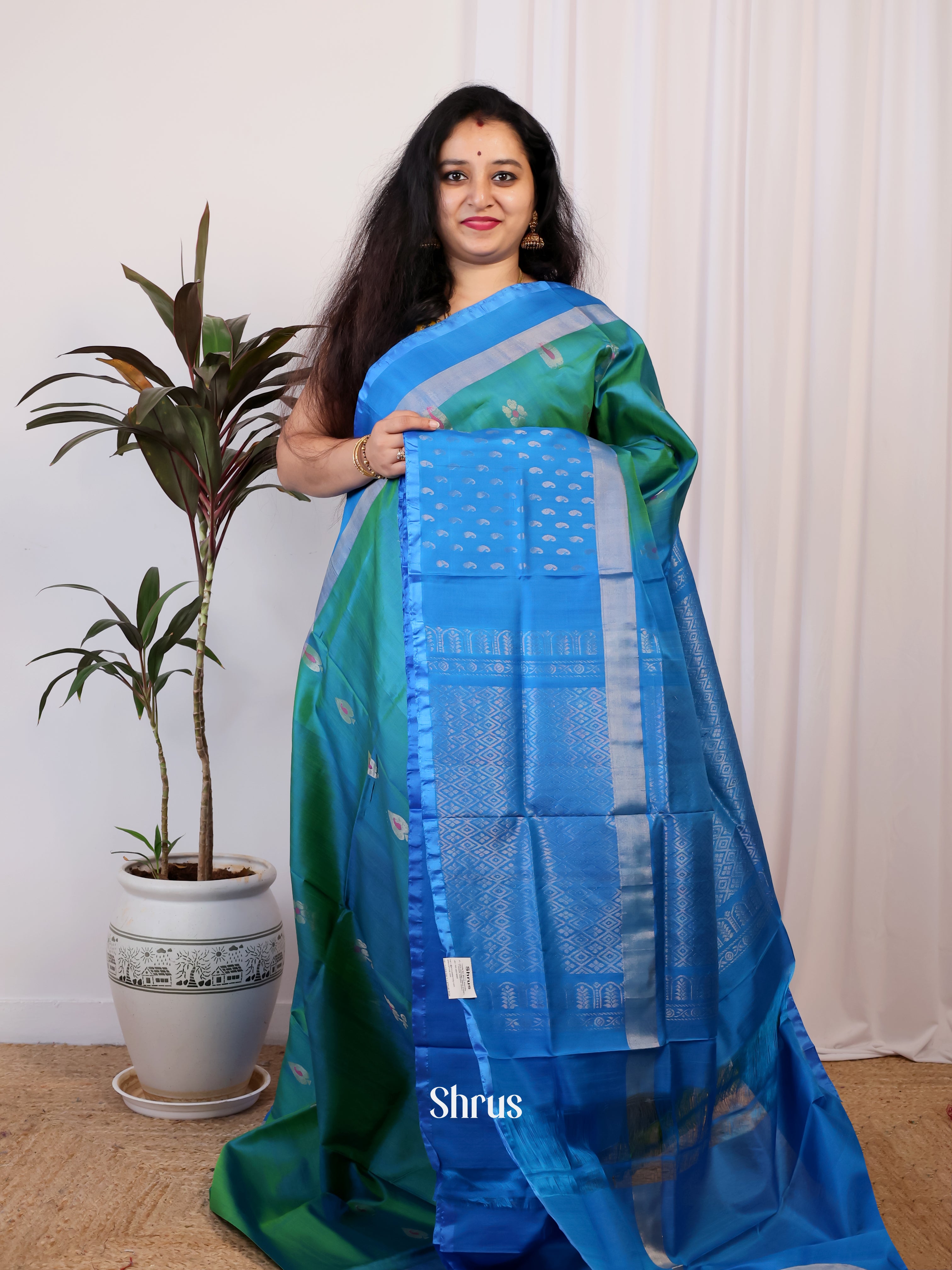 Green & Blue - Uppada silk Saree - Shop on Shrus.com