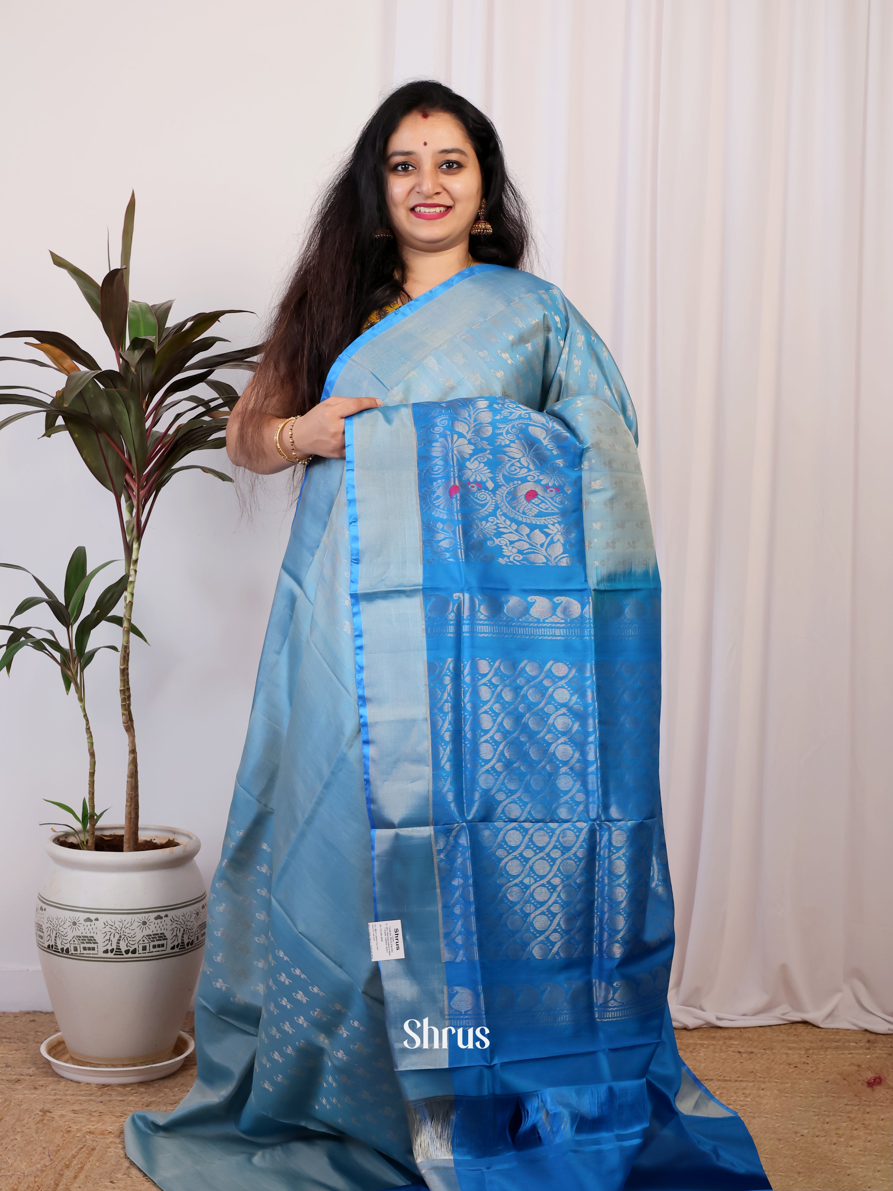 Lite Blue & Blue - Uppada silk Saree - Shop on Shrus.com
