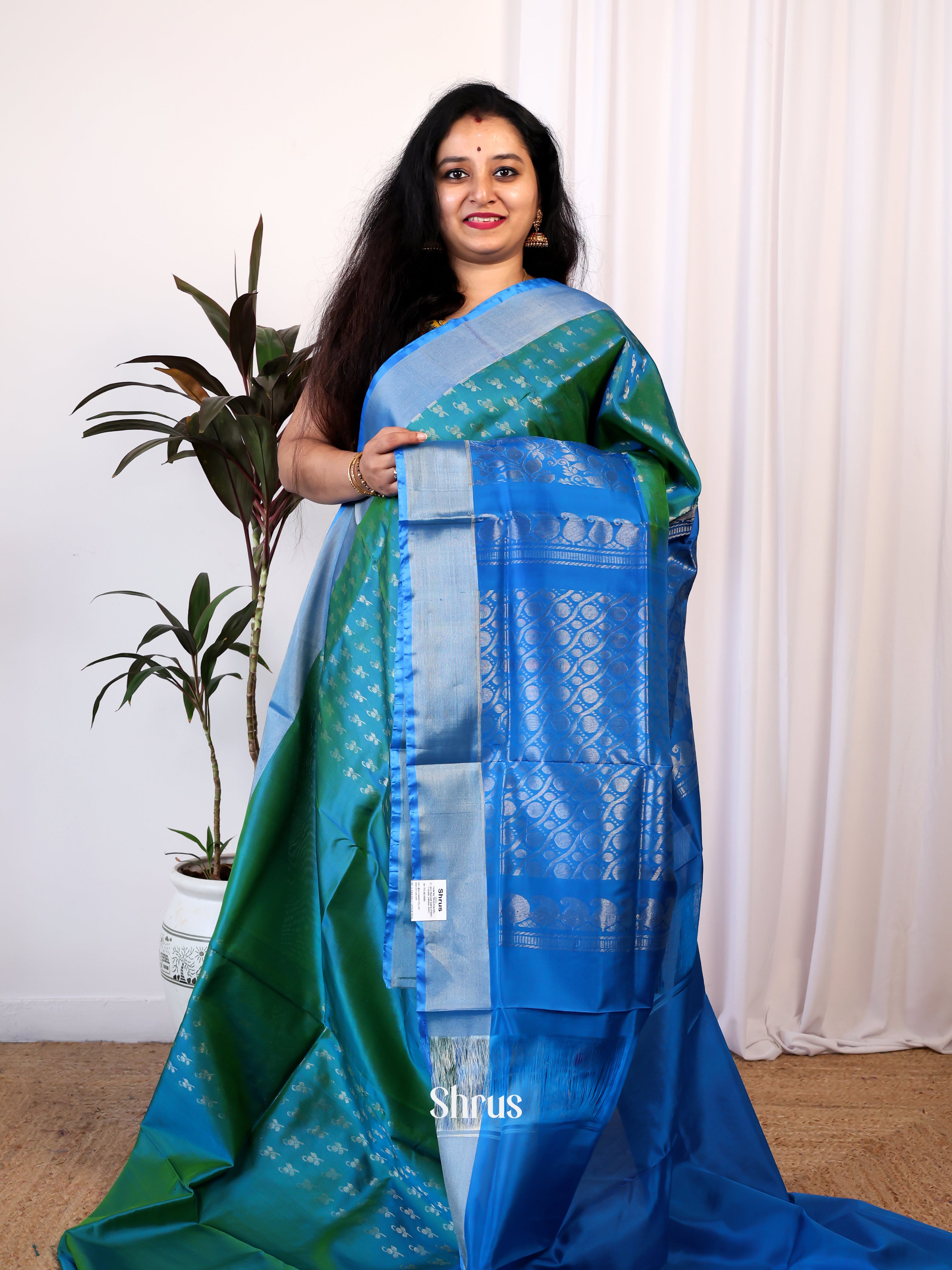 Green & Blue- Uppada silk Saree - Shop on Shrus.com