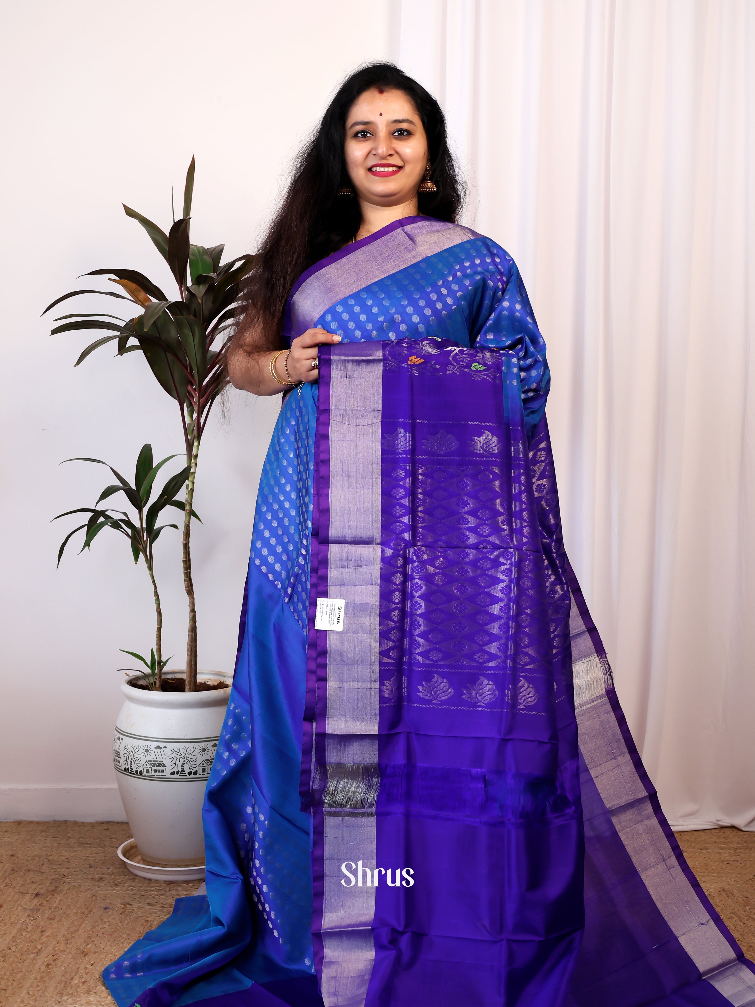 Blue & Purple- Uppada silk Saree - Shop on Shrus.com
