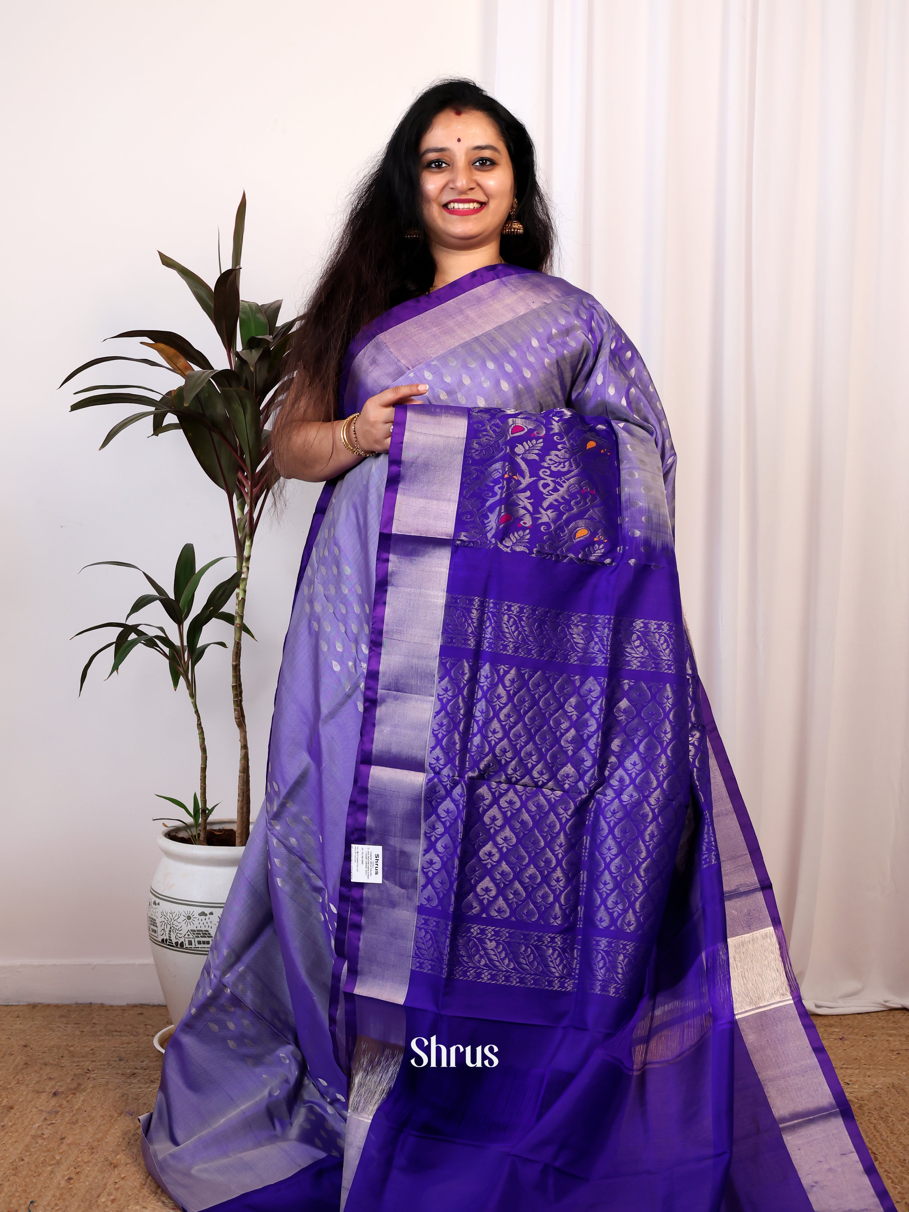 Purple & Blue- Uppada silk Saree - Shop on Shrus.com
