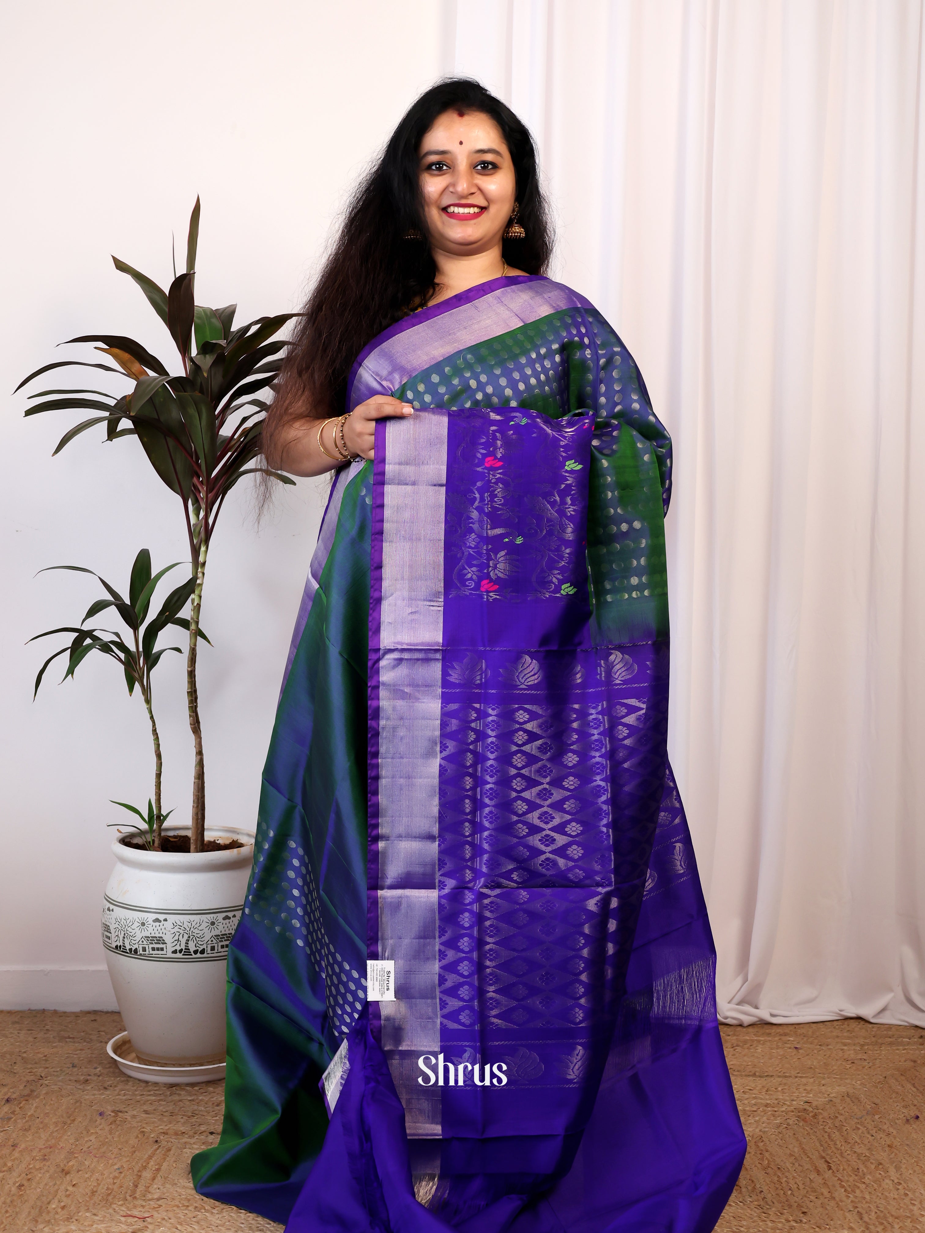 Green & Blue- Uppada silk Saree - Shop on Shrus.com