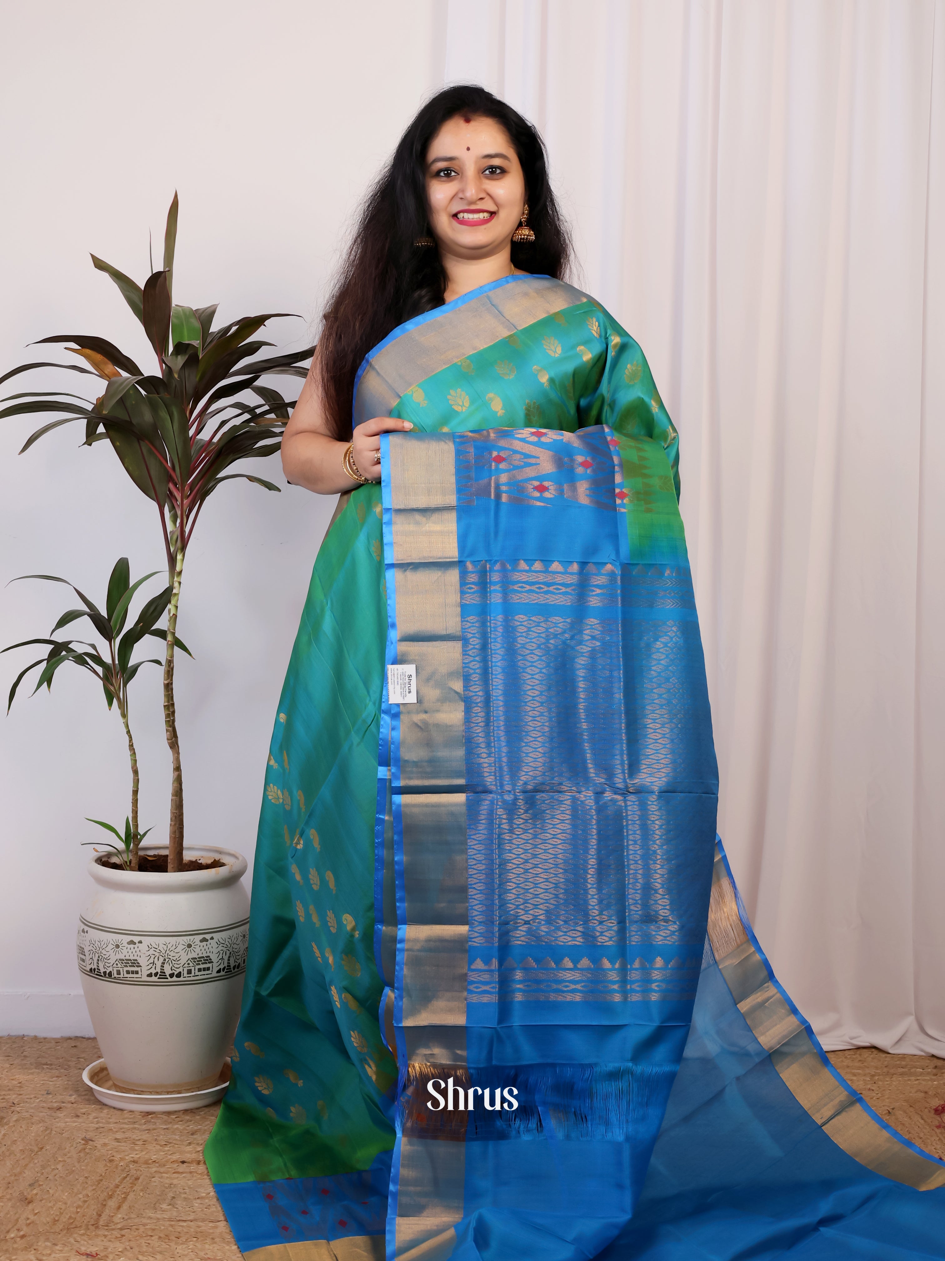 Green & Blue - Uppada silk Saree - Shop on Shrus.com