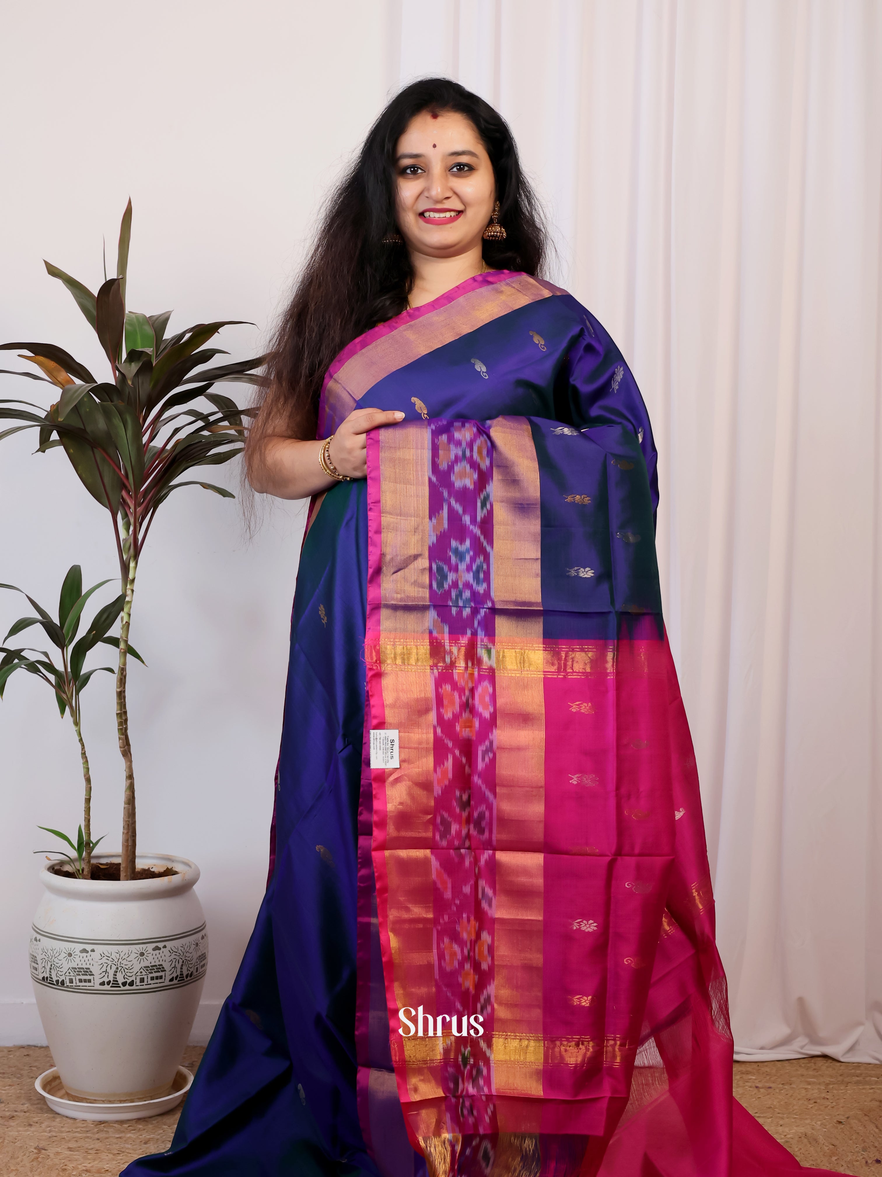 Blue & Majenta - Uppada silk Saree - Shop on Shrus.com