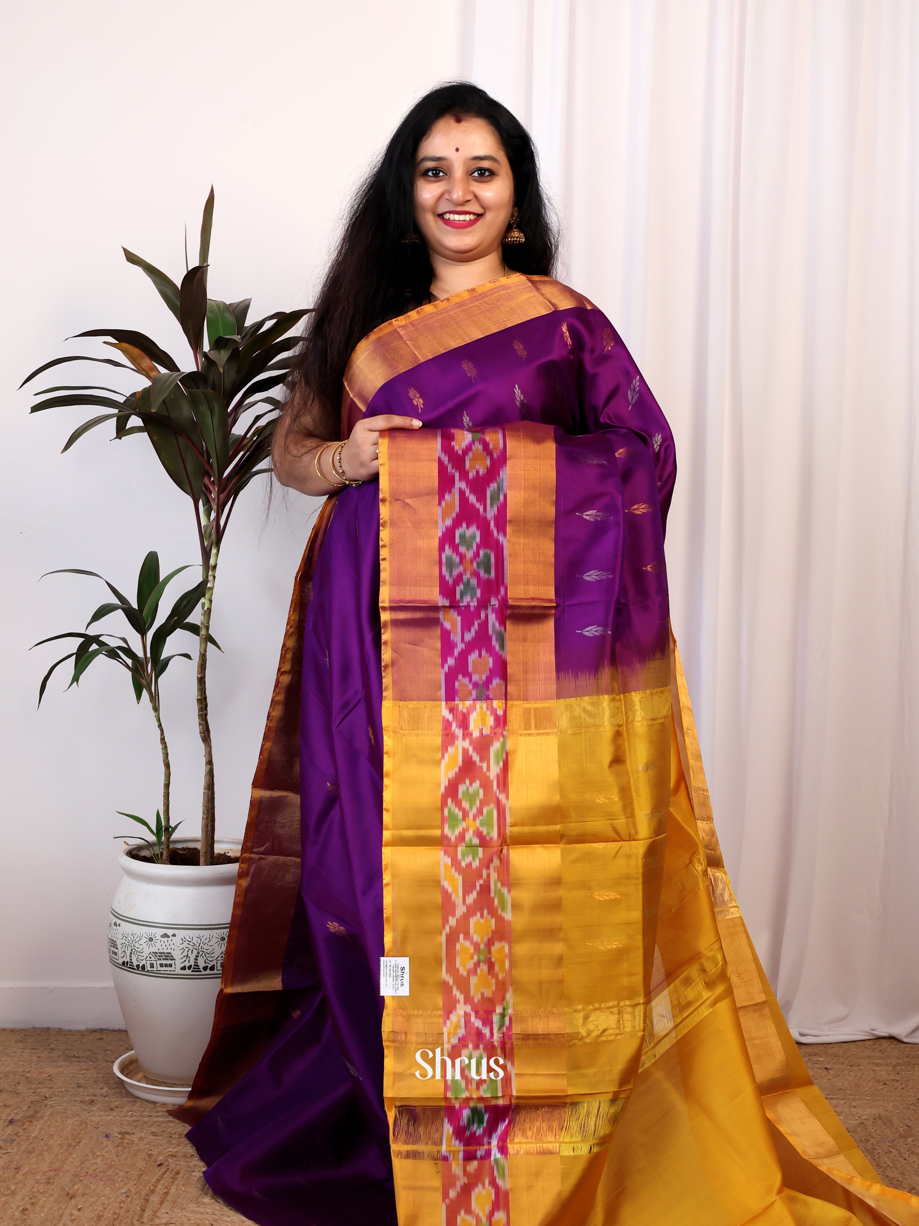Violet & Green- Uppada silk Saree - Shop on Shrus.com