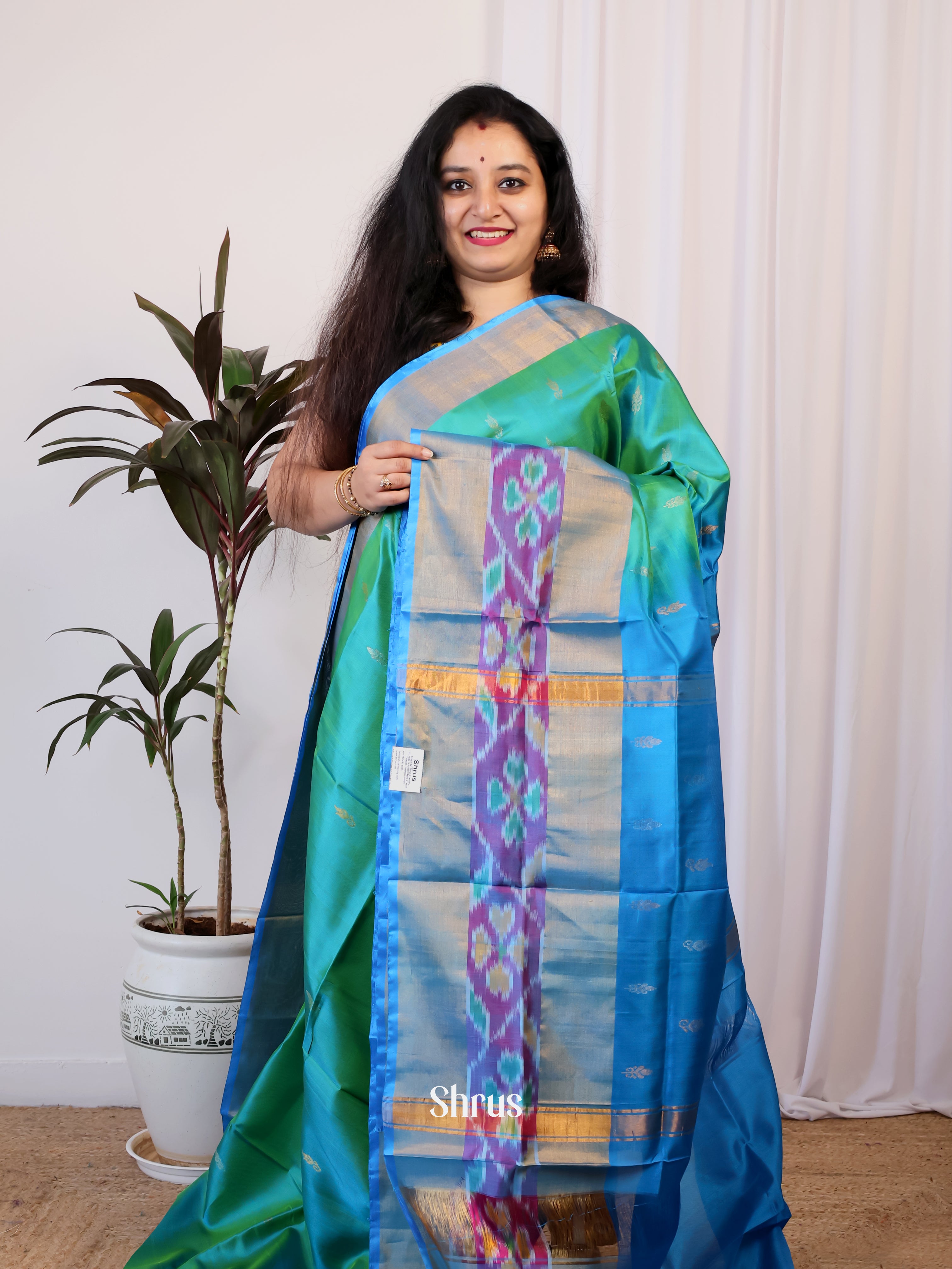 Green & Blue - Uppada silk Saree - Shop on Shrus.com
