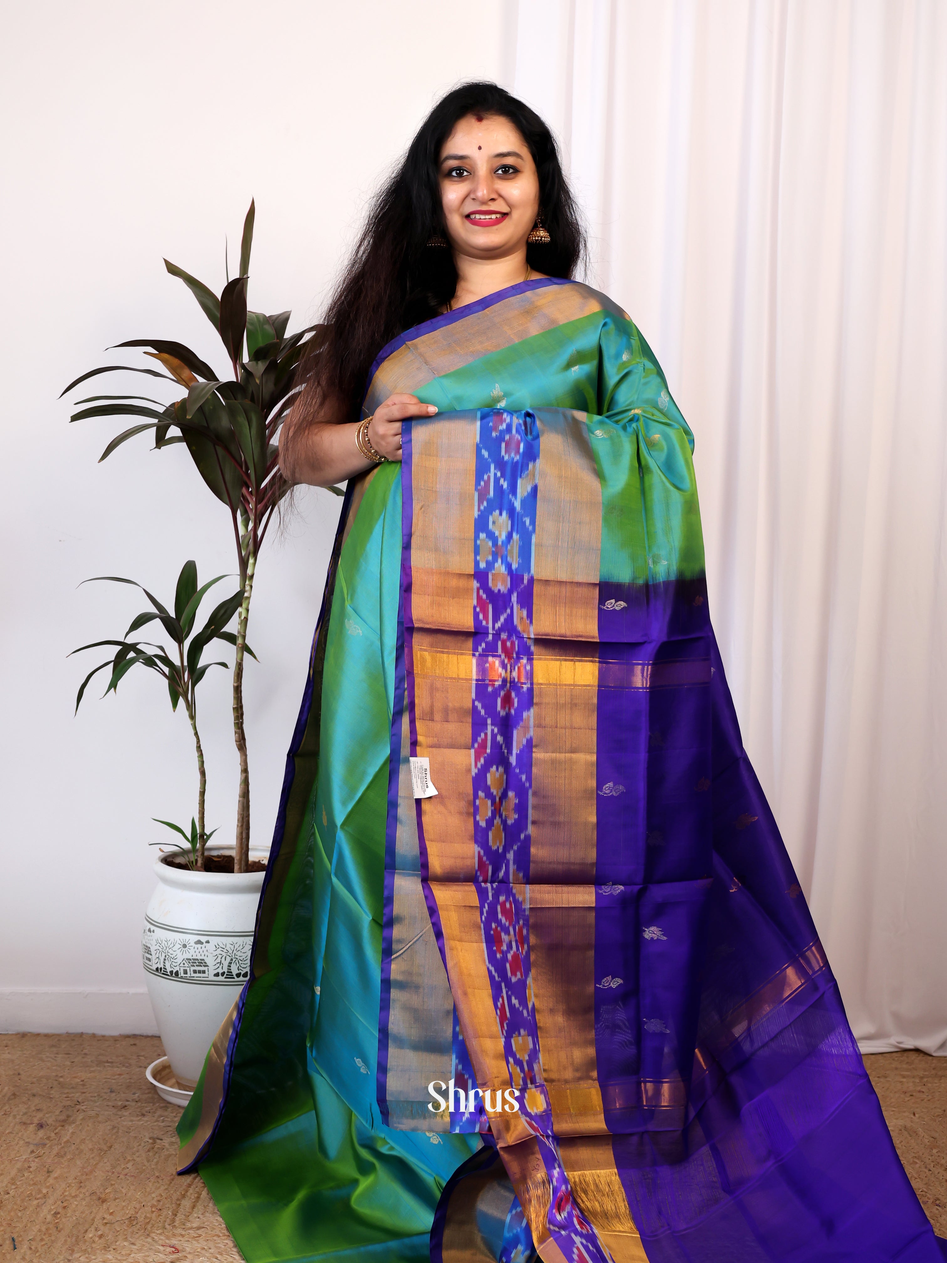 Green & Blue - Uppada silk Saree - Shop on Shrus.com