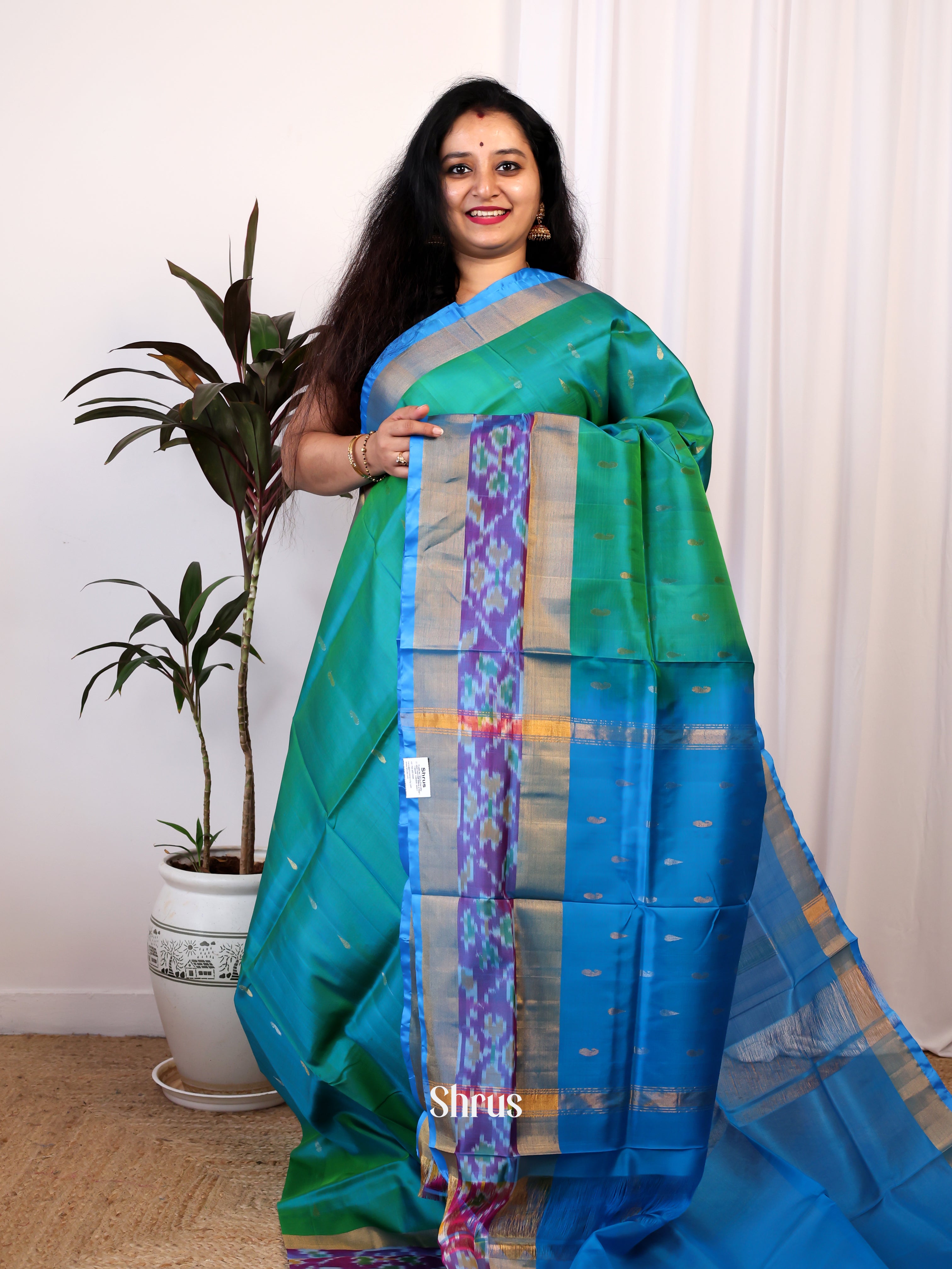 Green & Blue - Uppada silk Saree - Shop on Shrus.com