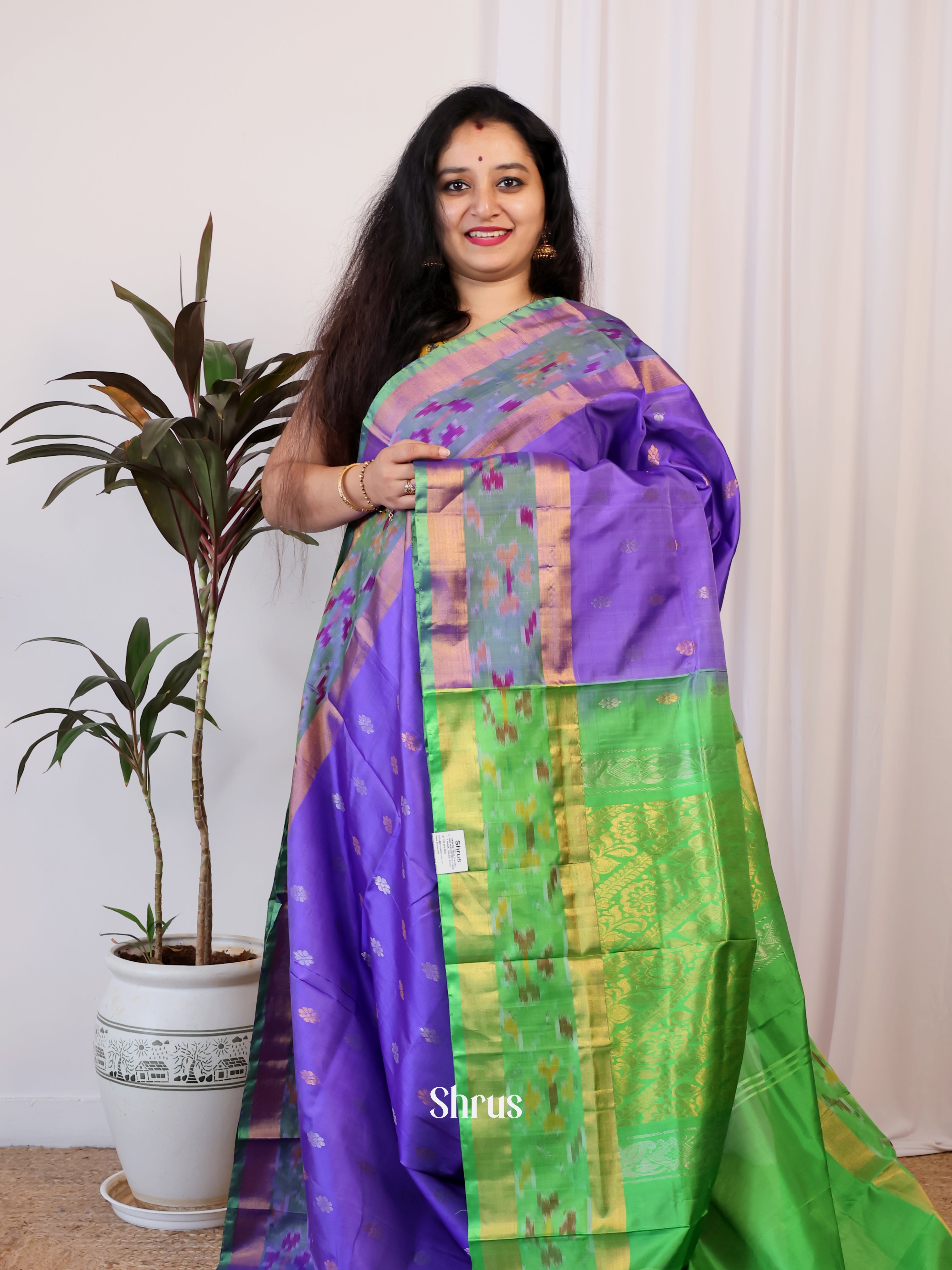 Purple & Green- Uppada silk Saree - Shop on Shrus.com