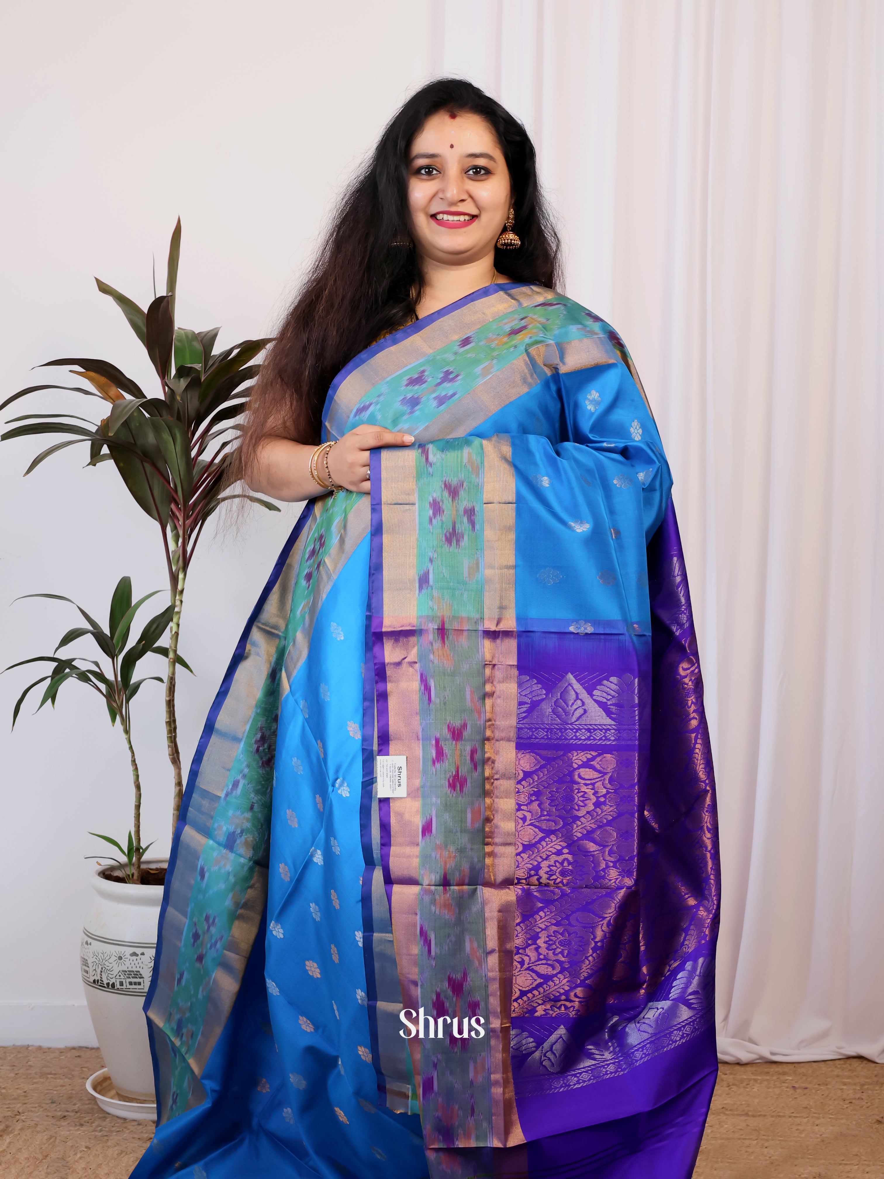 Blue & Violet- Uppada silk Saree - Shop on Shrus.com