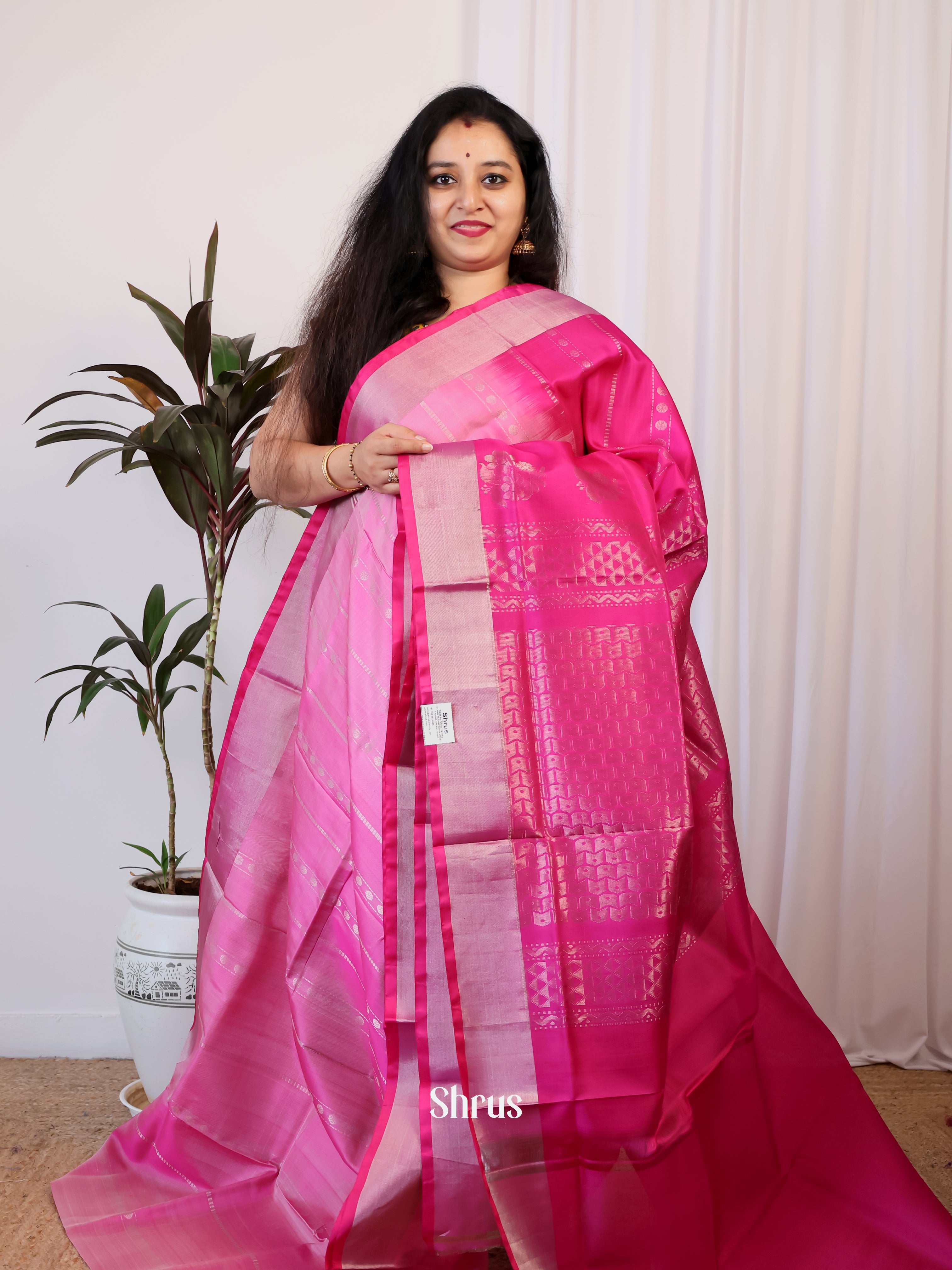 Pink- Uppada silk Saree - Shop on Shrus.com