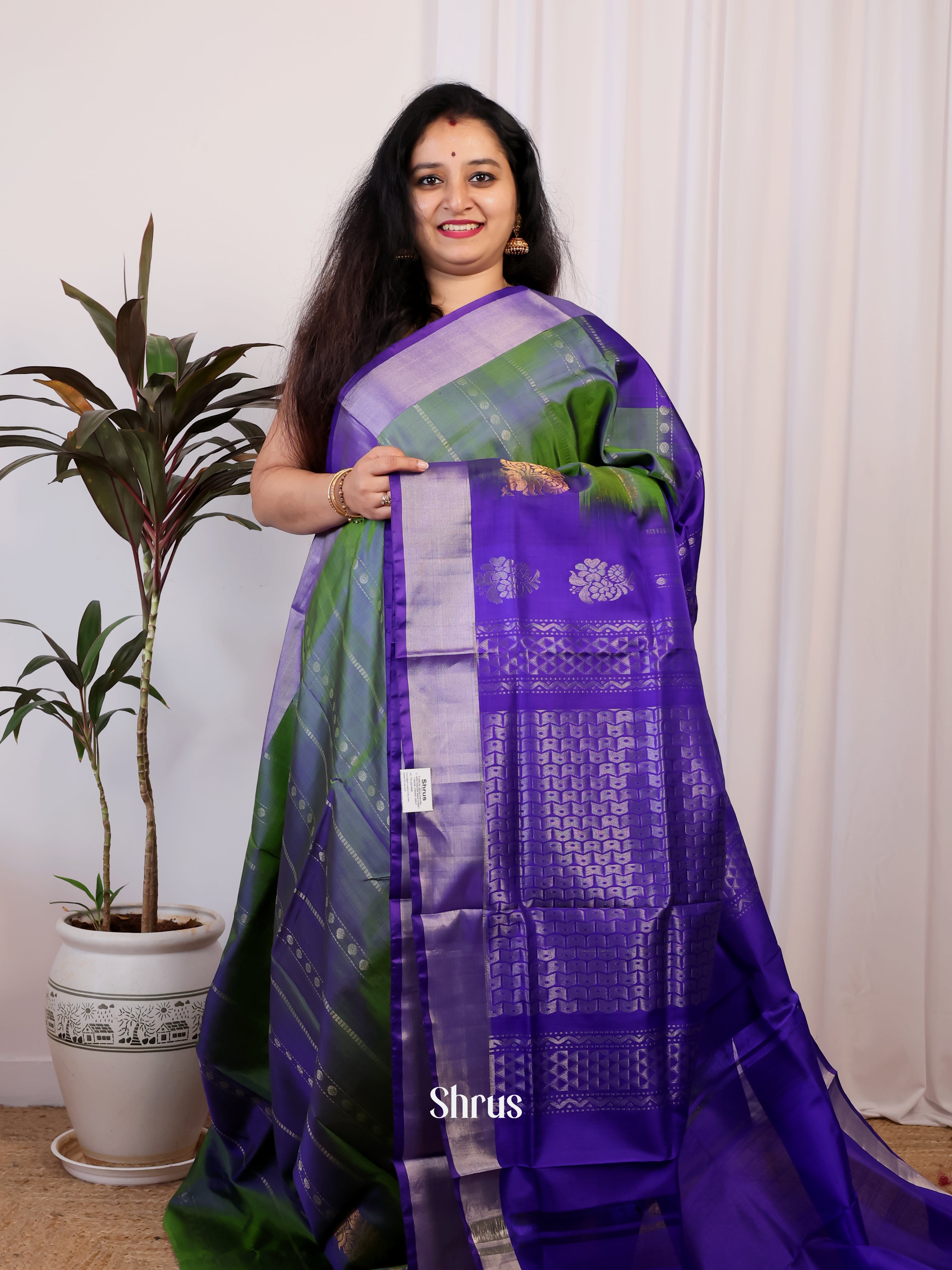 Green & Violet- Uppada silk Saree - Shop on Shrus.com