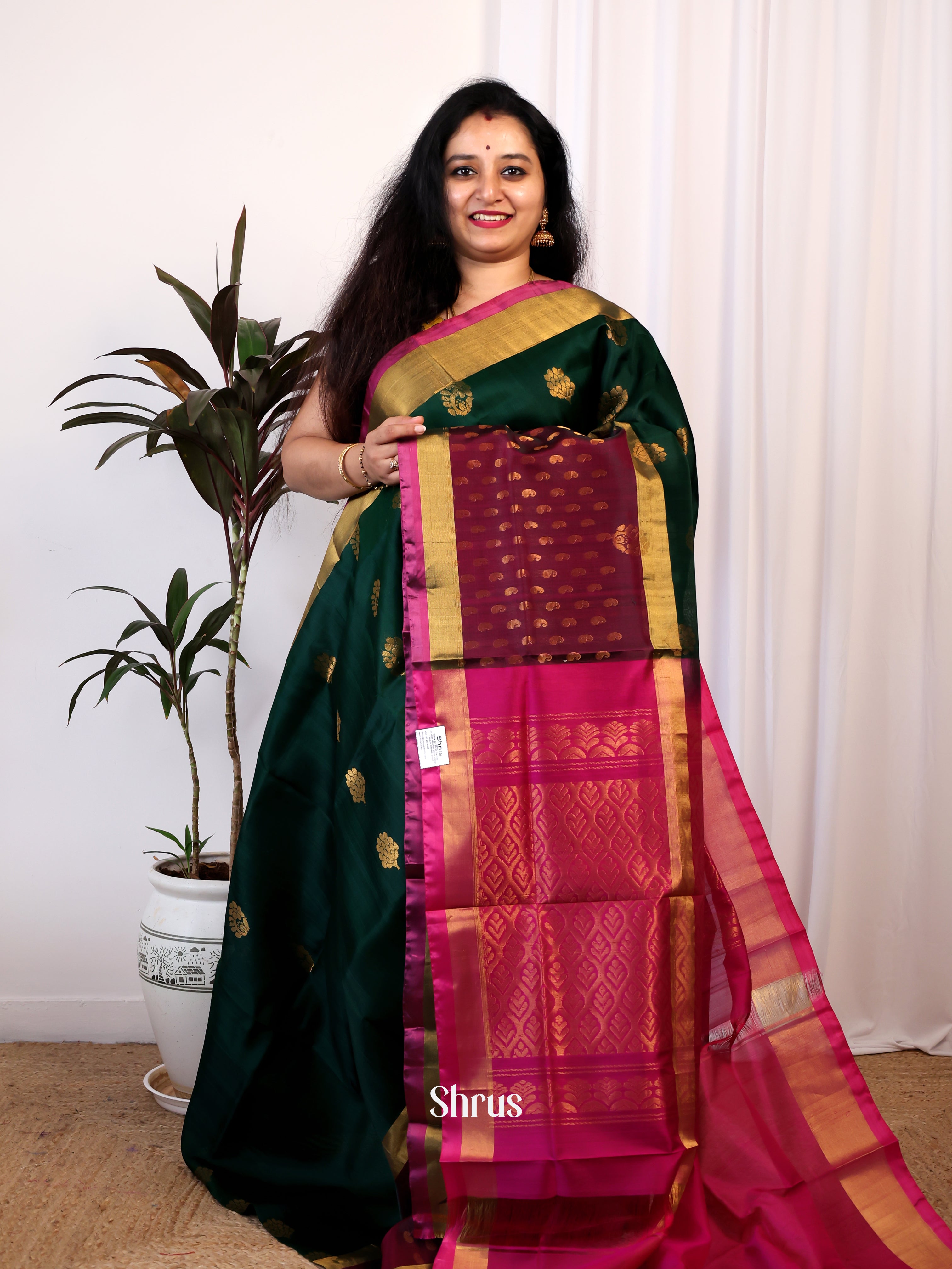 Green & Purple - Uppada silk Saree - Shop on Shrus.com
