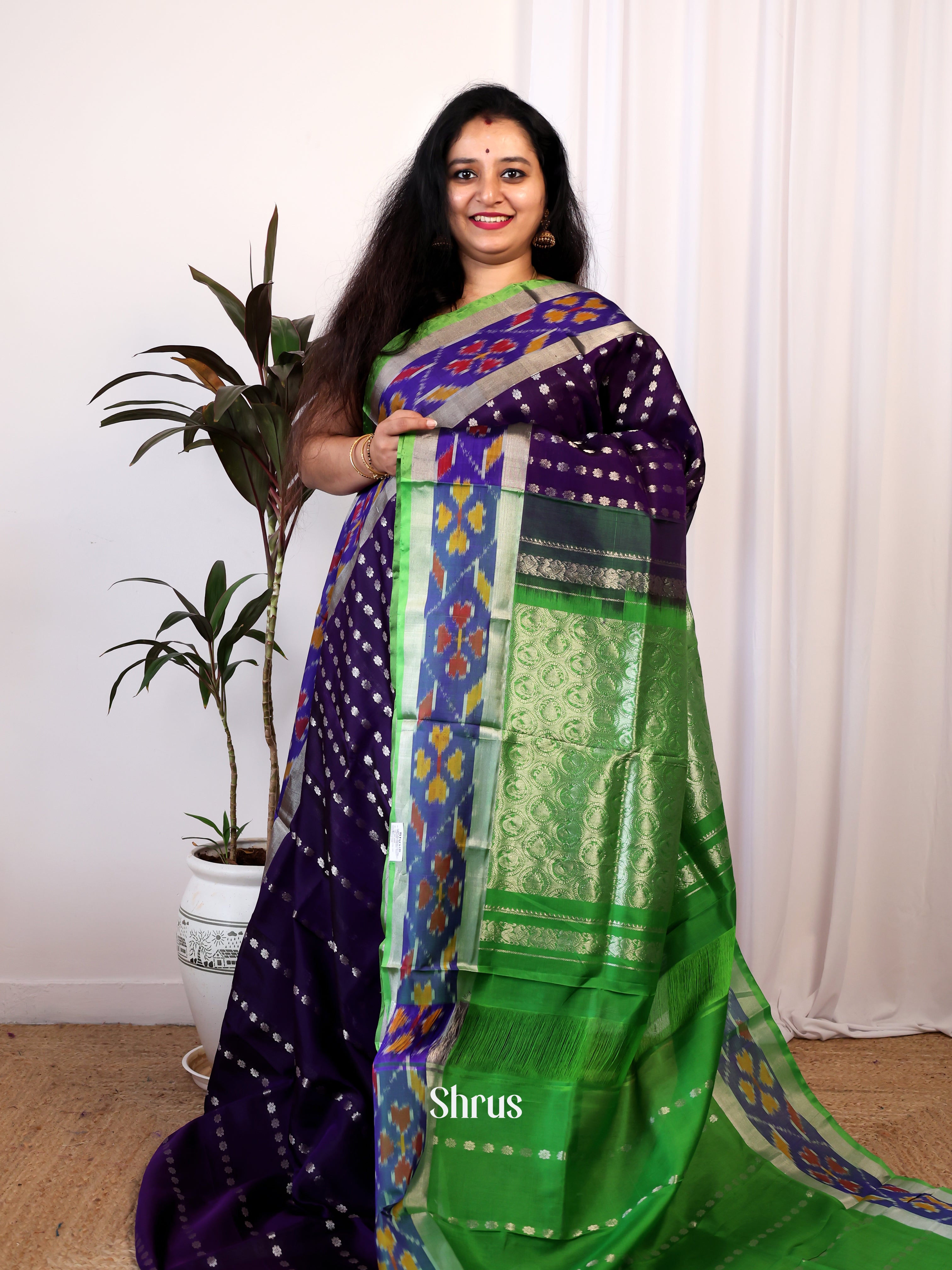 Violet & Green- Uppada silk Saree - Shop on Shrus.com