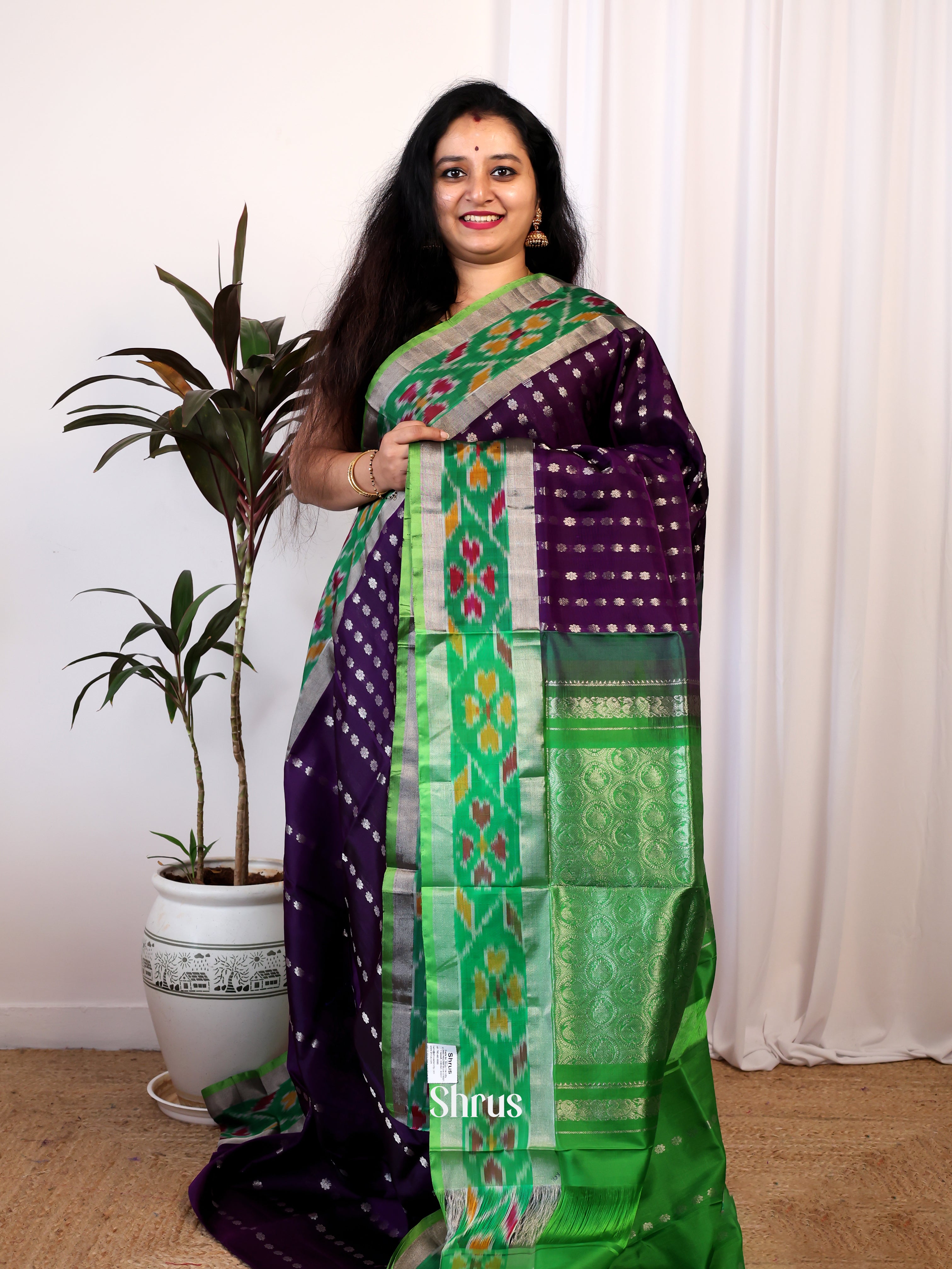 Violet & Green- Uppada silk Saree - Shop on Shrus.com