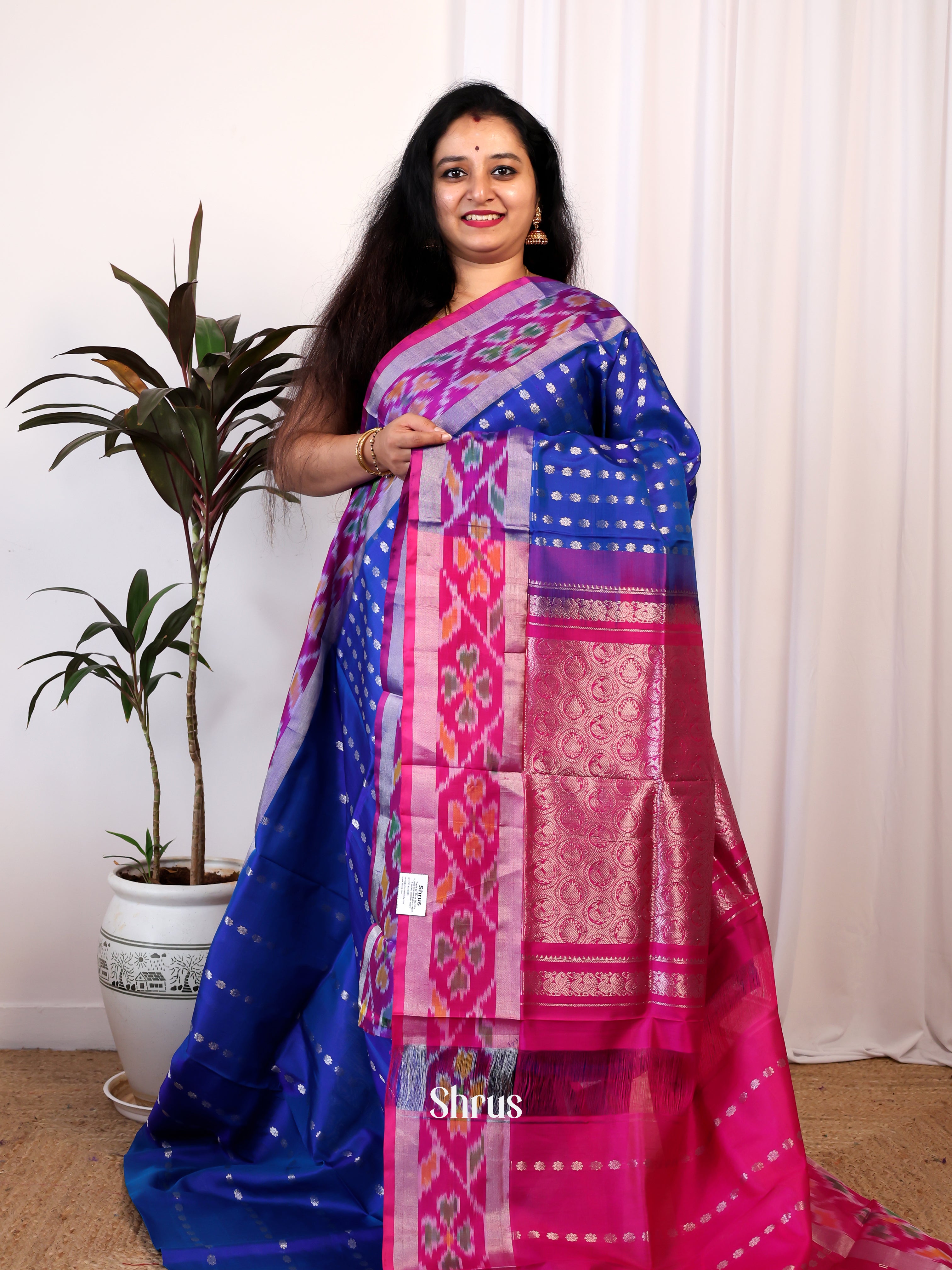 Blue & Pink- Uppada silk Saree - Shop on Shrus.com