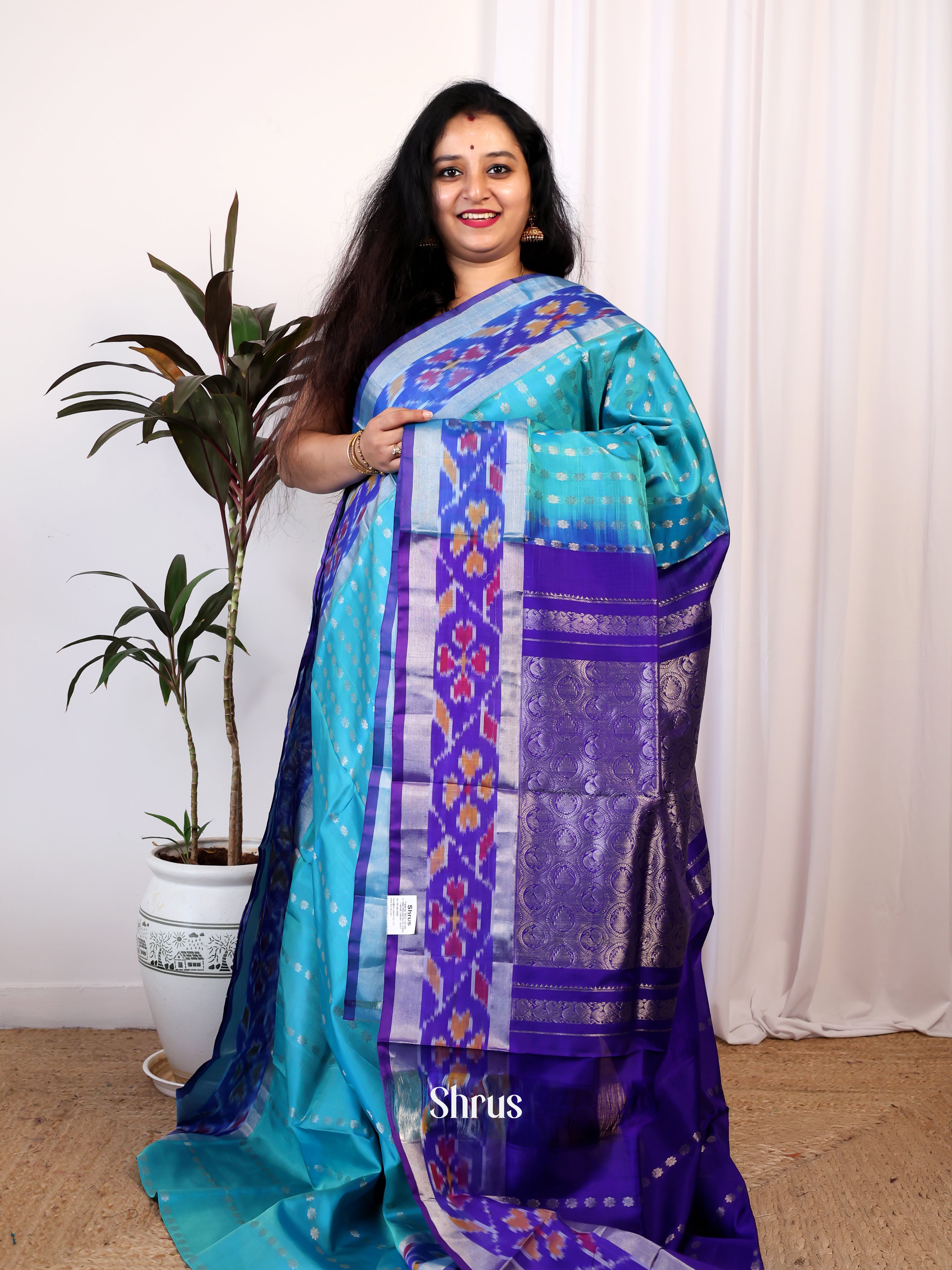 Teal & Blue - Uppada silk Saree - Shop on Shrus.com