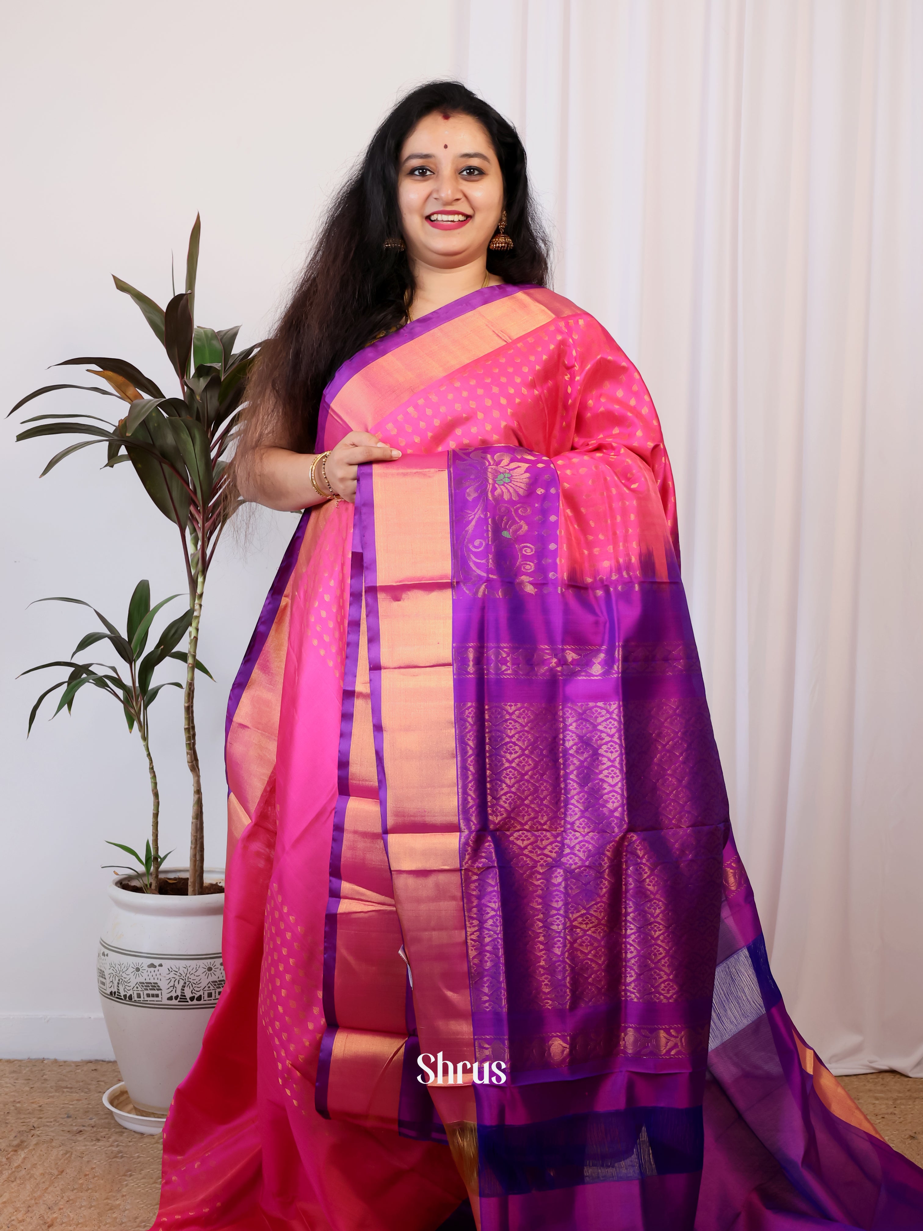Pink & Purple- Uppada silk Saree - Shop on Shrus.com