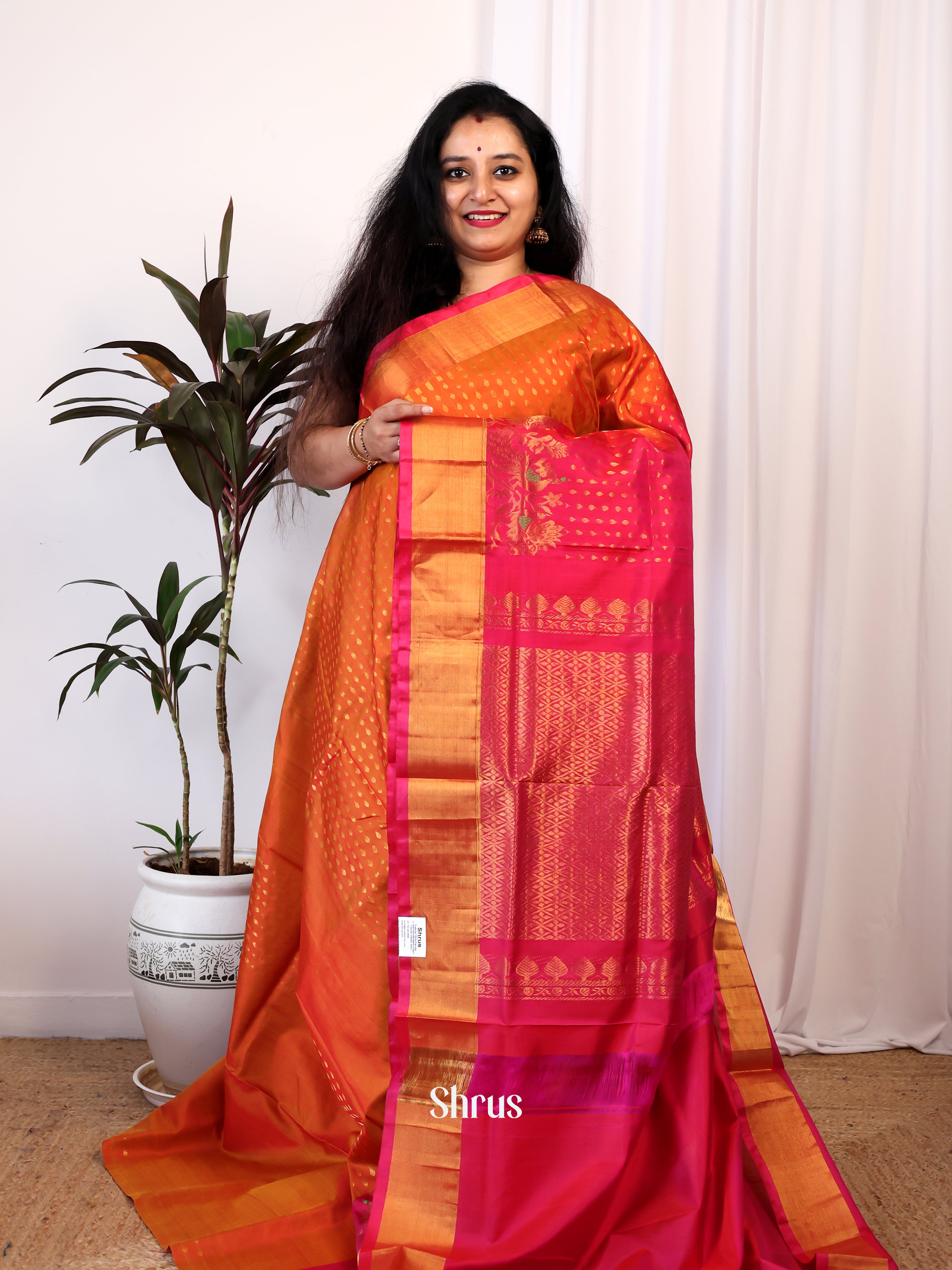 Orange - Uppada silk Saree - Shop on Shrus.com