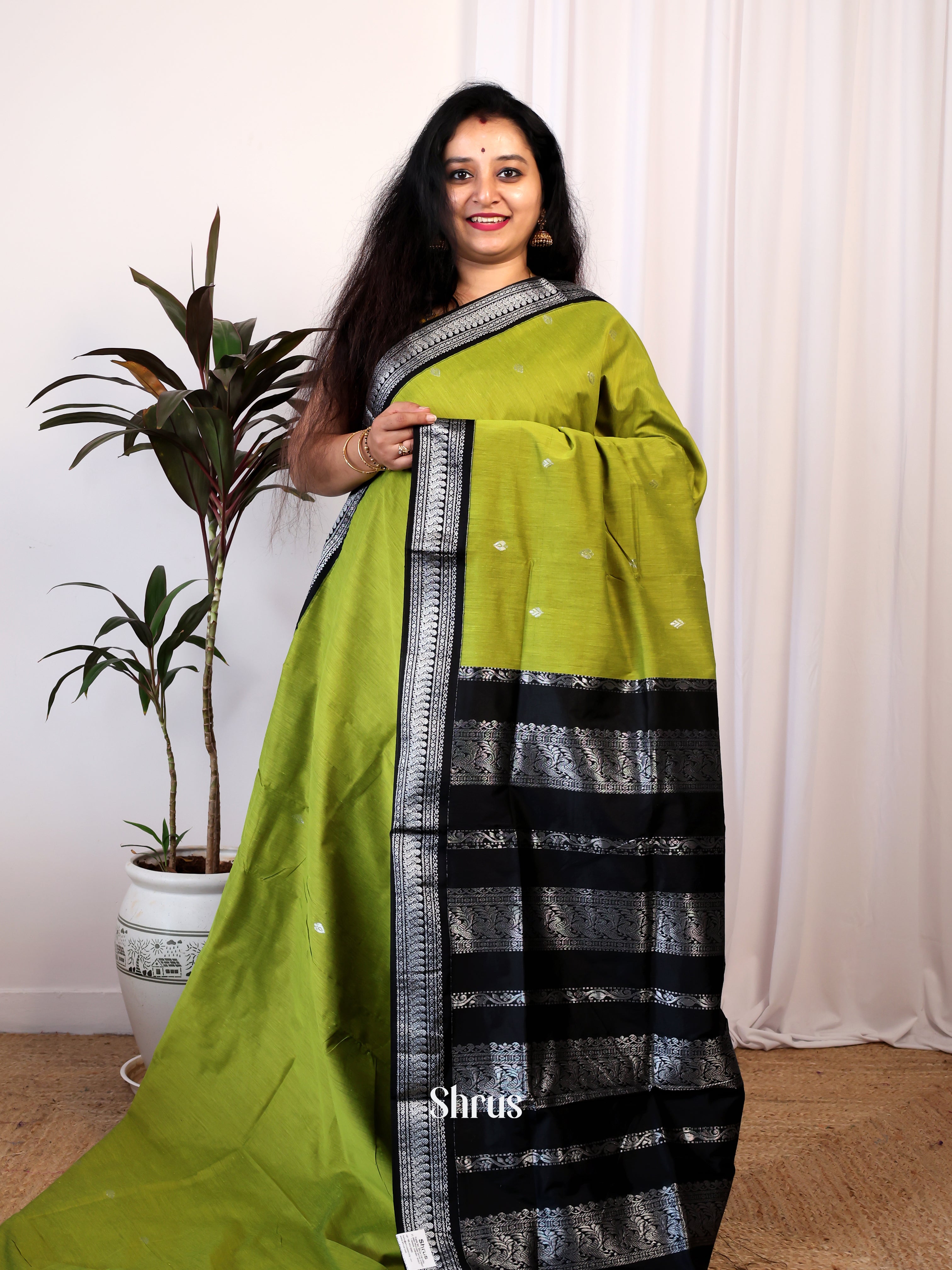 Green & Black - Kalyani Cotton Saree - Shop on Shrus.com