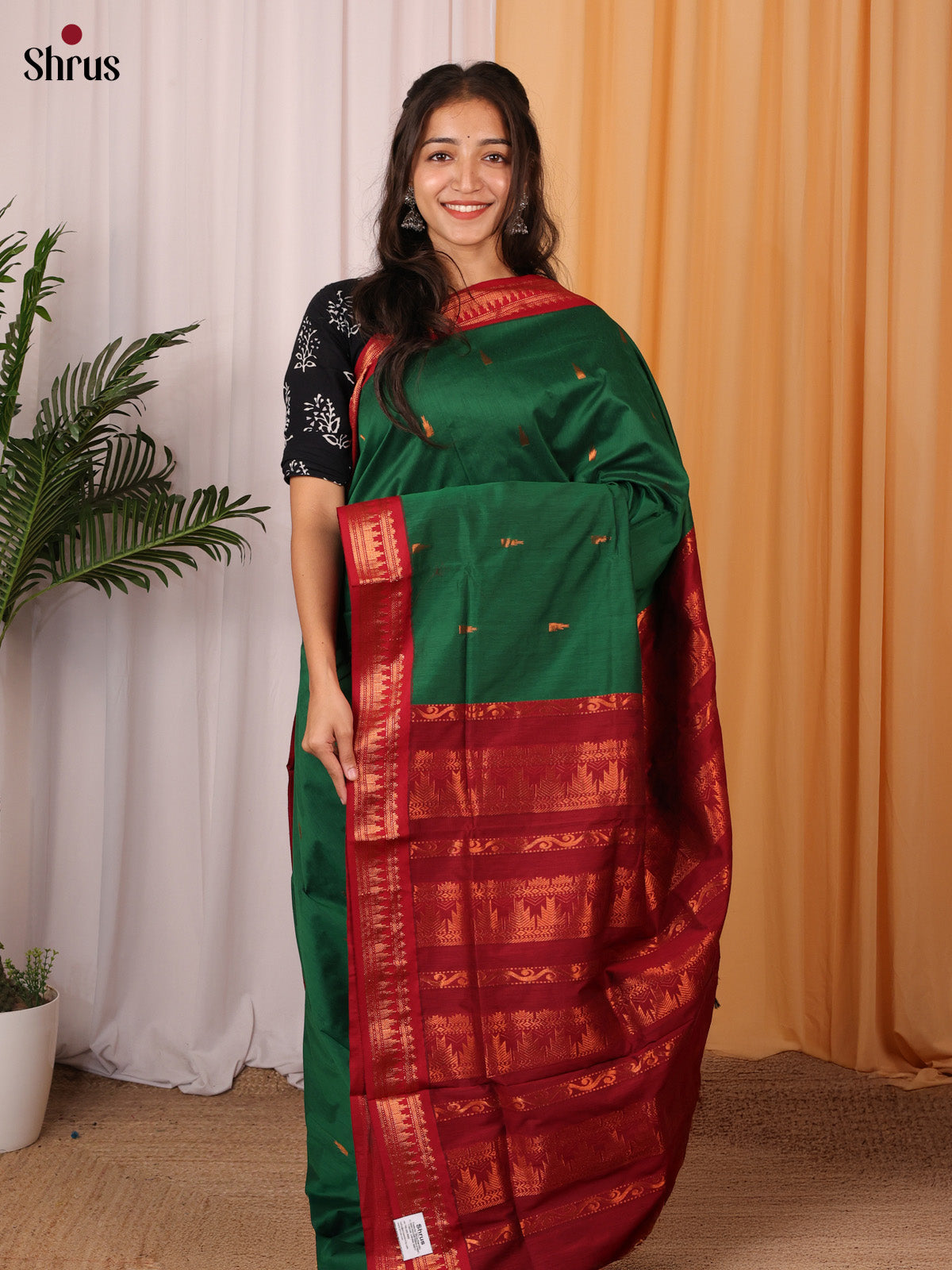 Green & Maroon - Kalyani Cotton Saree - Shop on Shrus.com