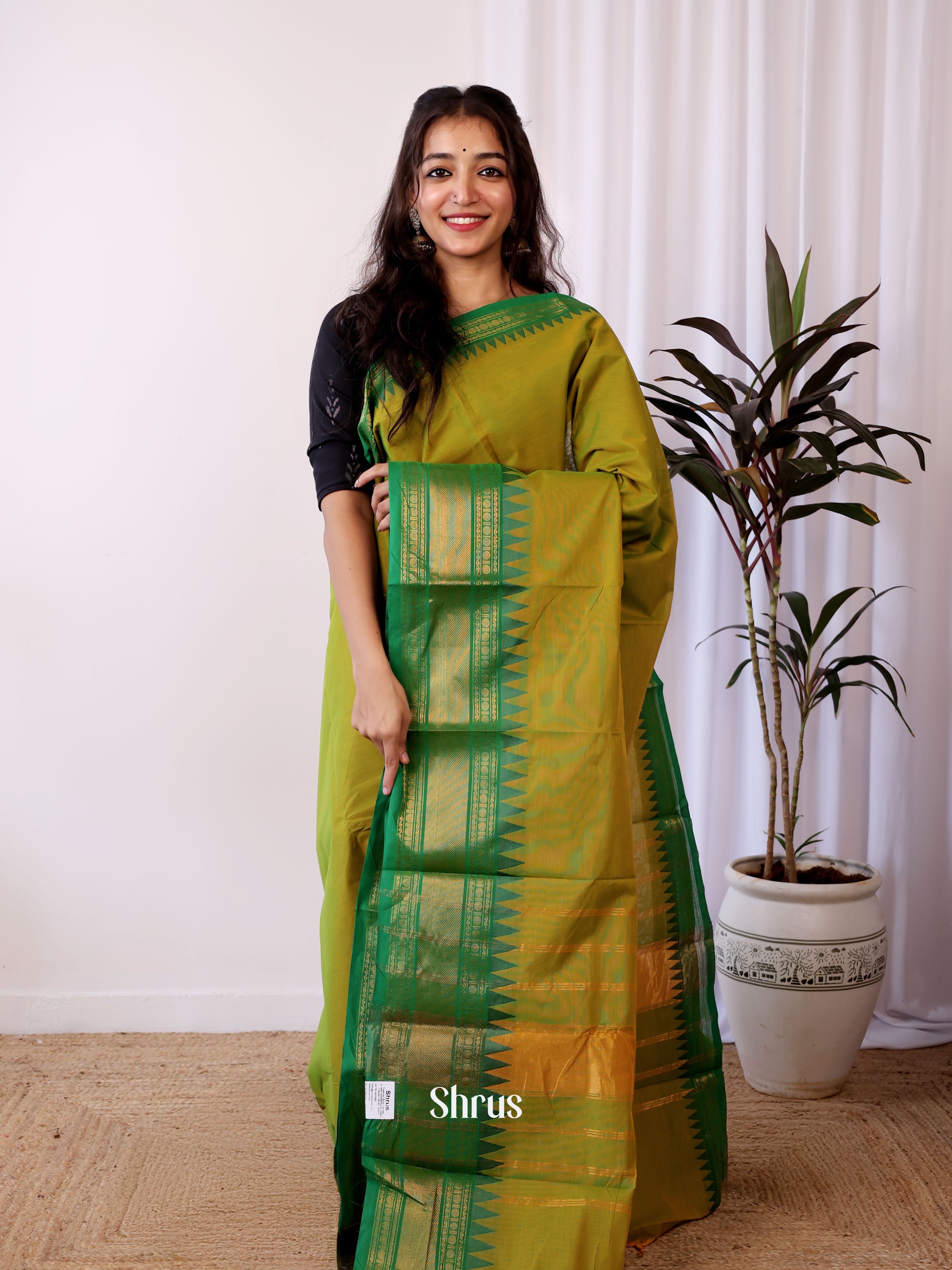 Green- Chettinad Cotton Saree - Shop on Shrus.com
