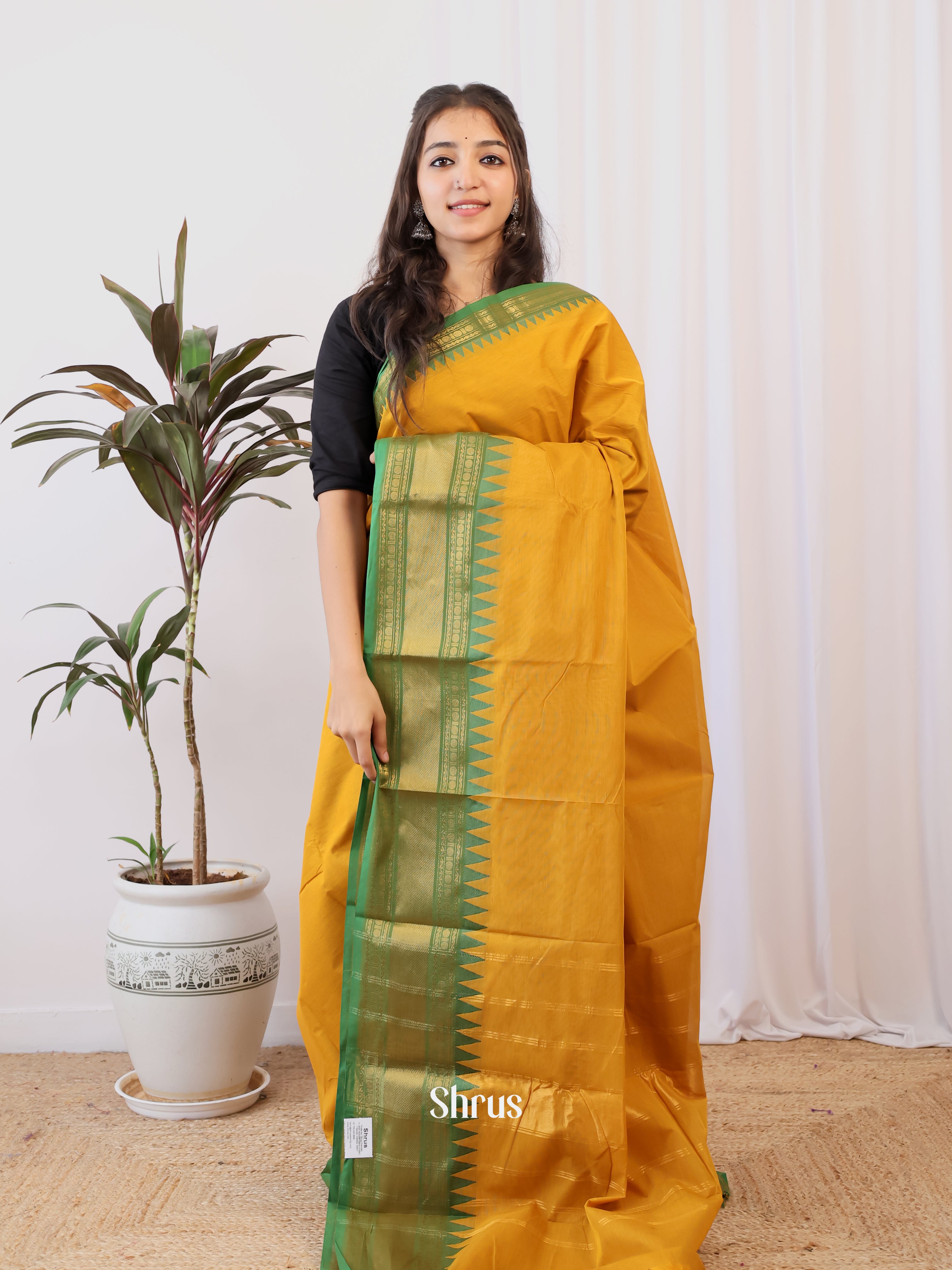 Mustard & Green - Chettinad Cotton Saree - Shop on Shrus.com