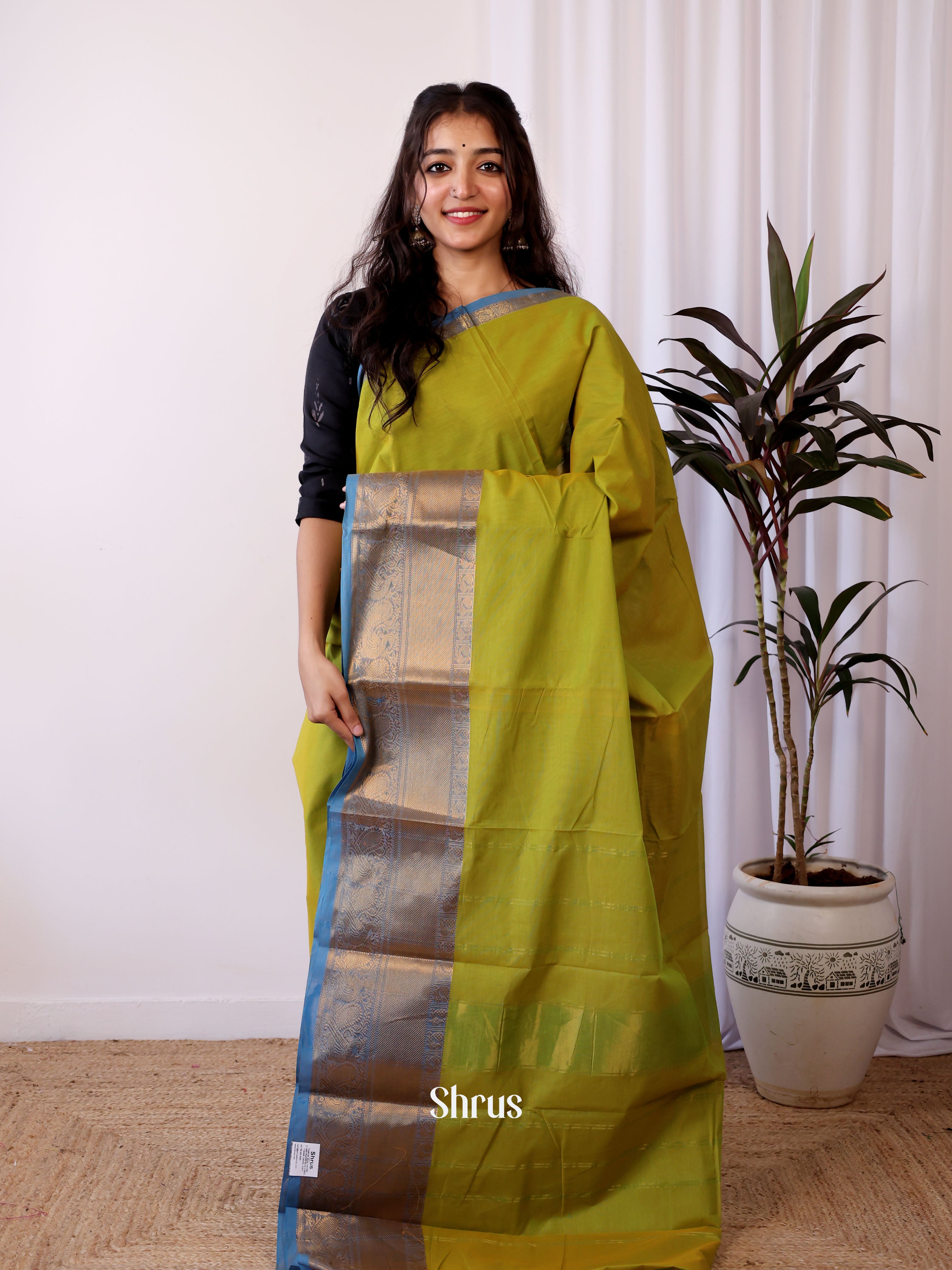 Green & Blue - Chettinad Cotton Saree - Shop on Shrus.com