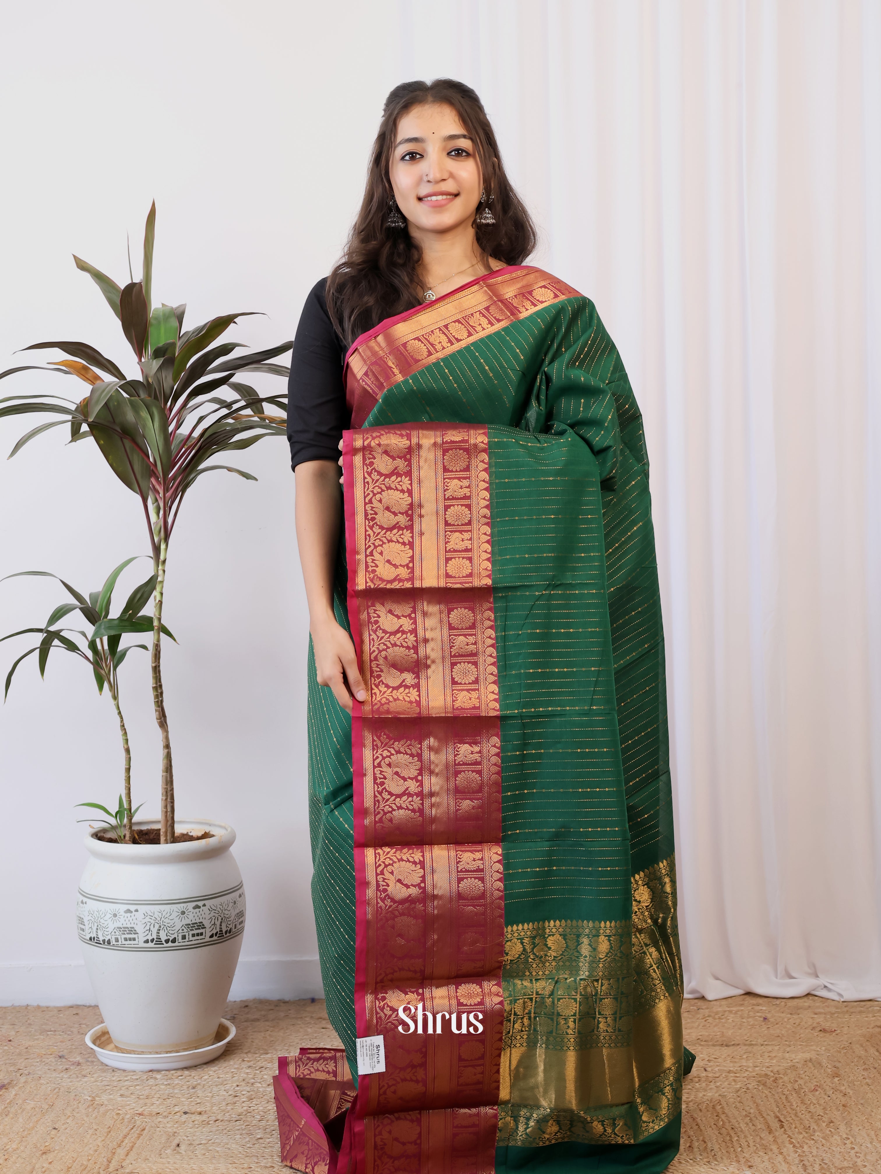 Green & Maroon - Chettinad Cotton Saree - Shop on Shrus.com