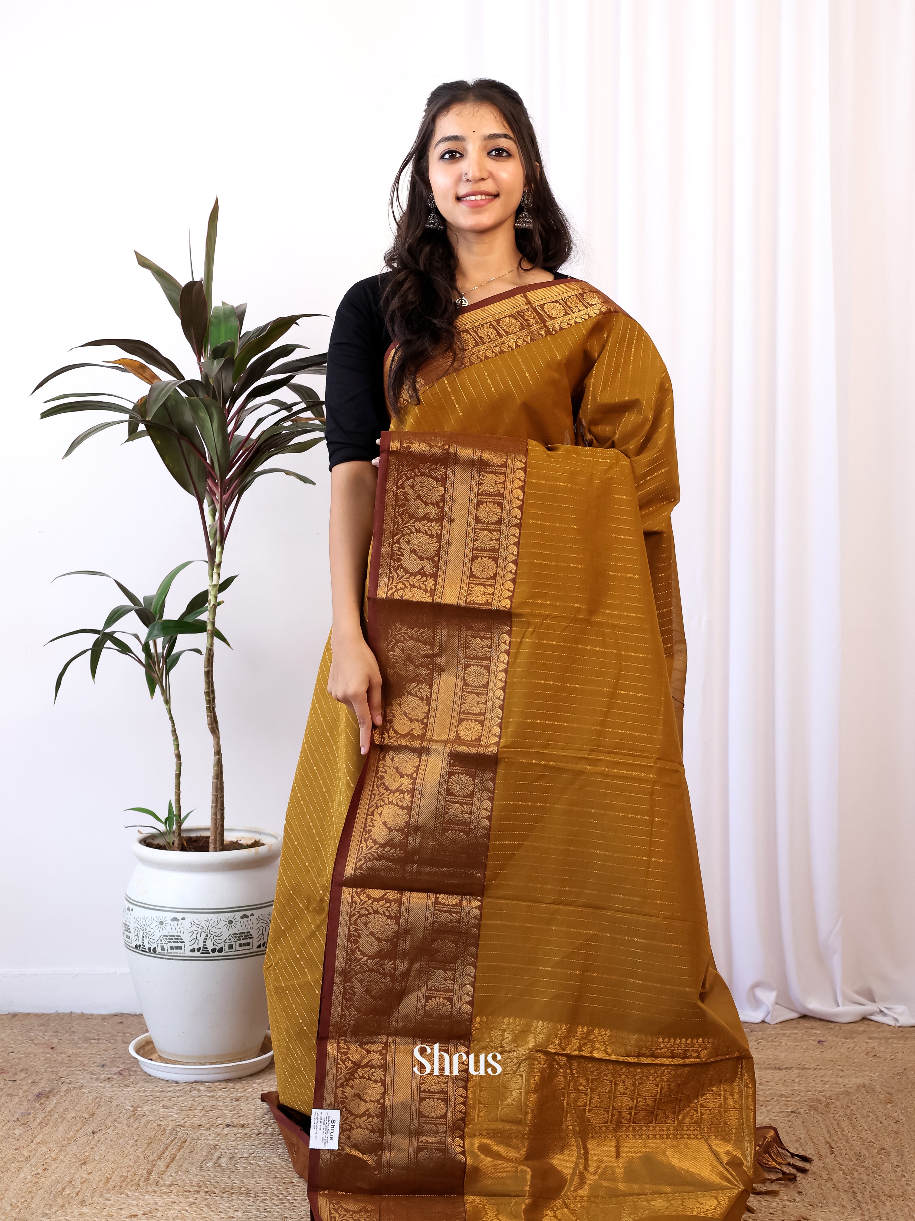 Brown - Chettinad Cotton Saree - Shop on Shrus.com